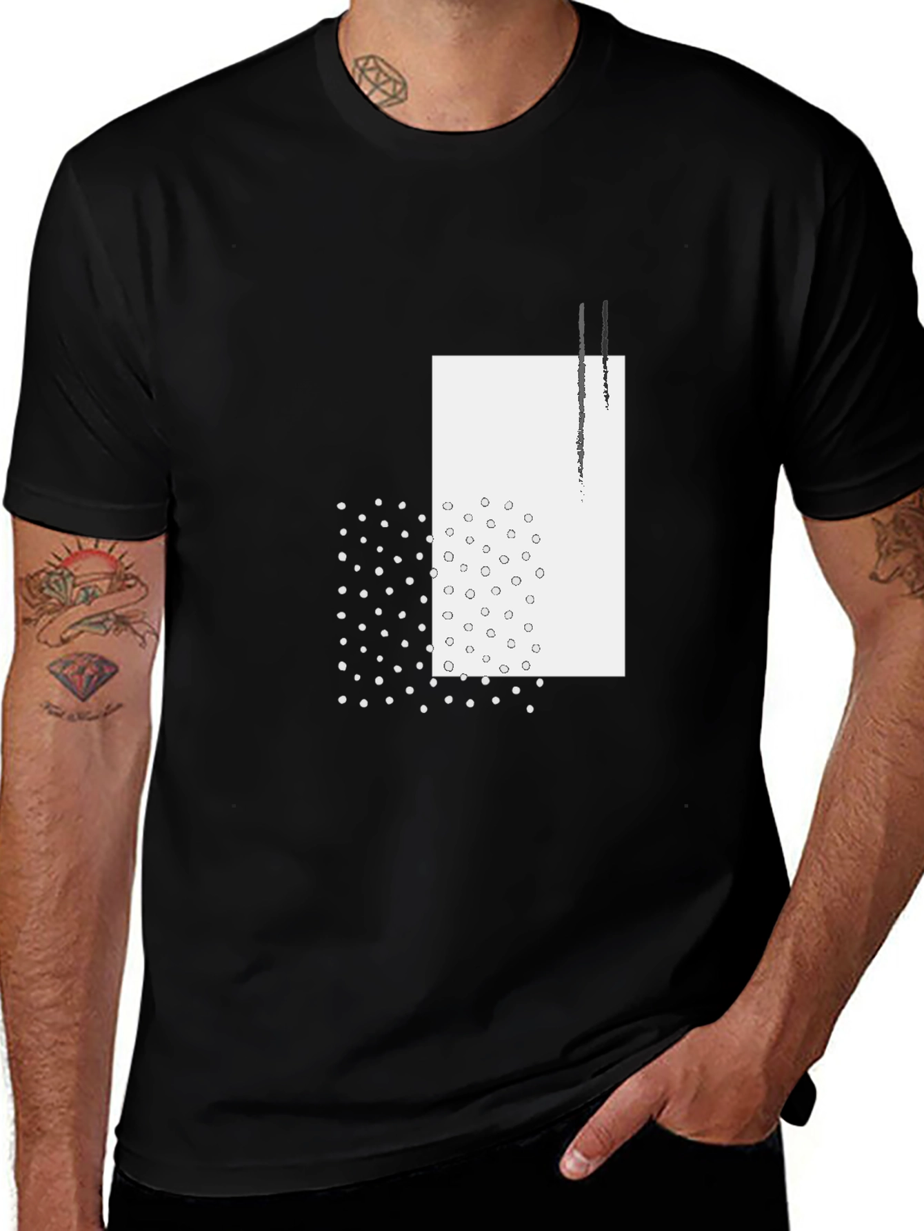 Variant 3 of Geometric Print Black Tee