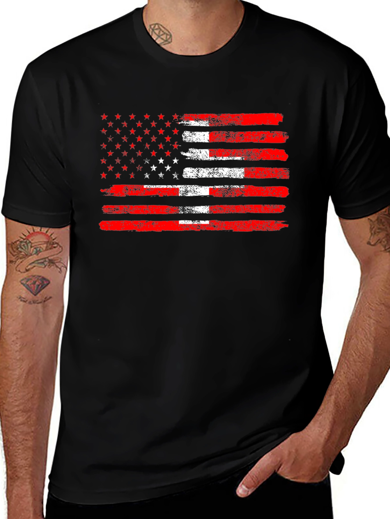 Variant 5 of Distressed USA Flag Graphic T-Shirt