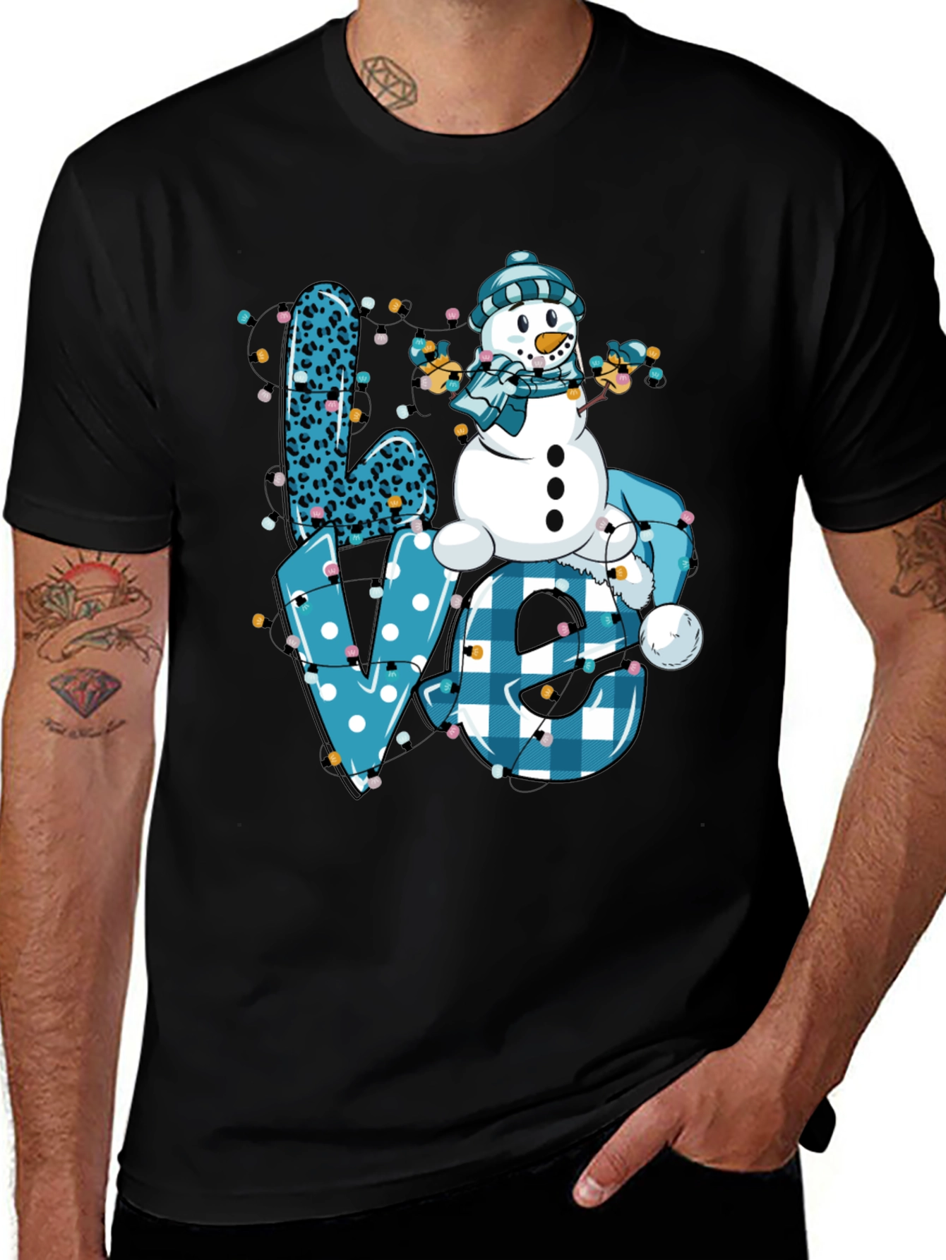 Snowman LOVE Christmas Graphic Tee