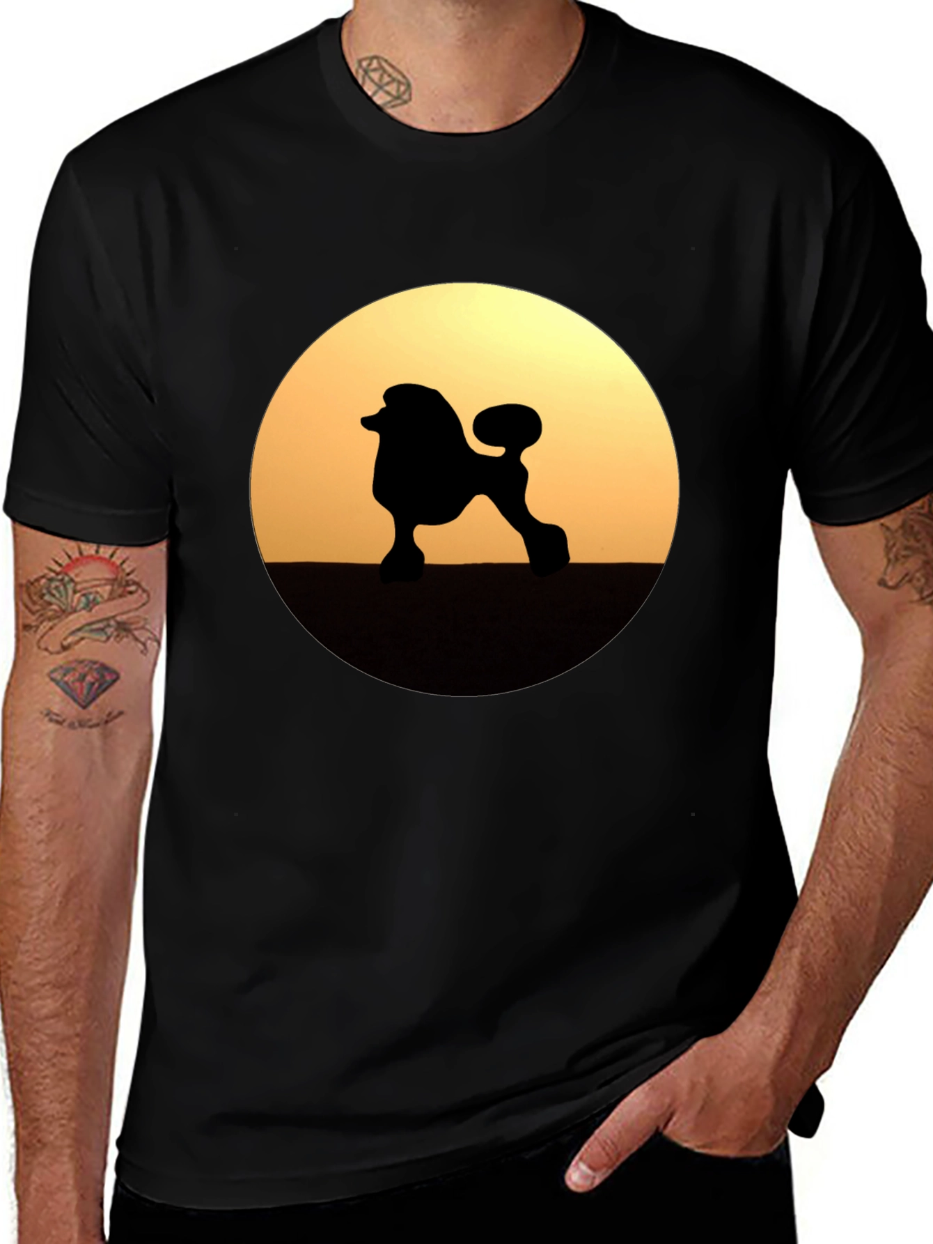 Variant 20 of Poodle Silhouette Graphic Tee - Black