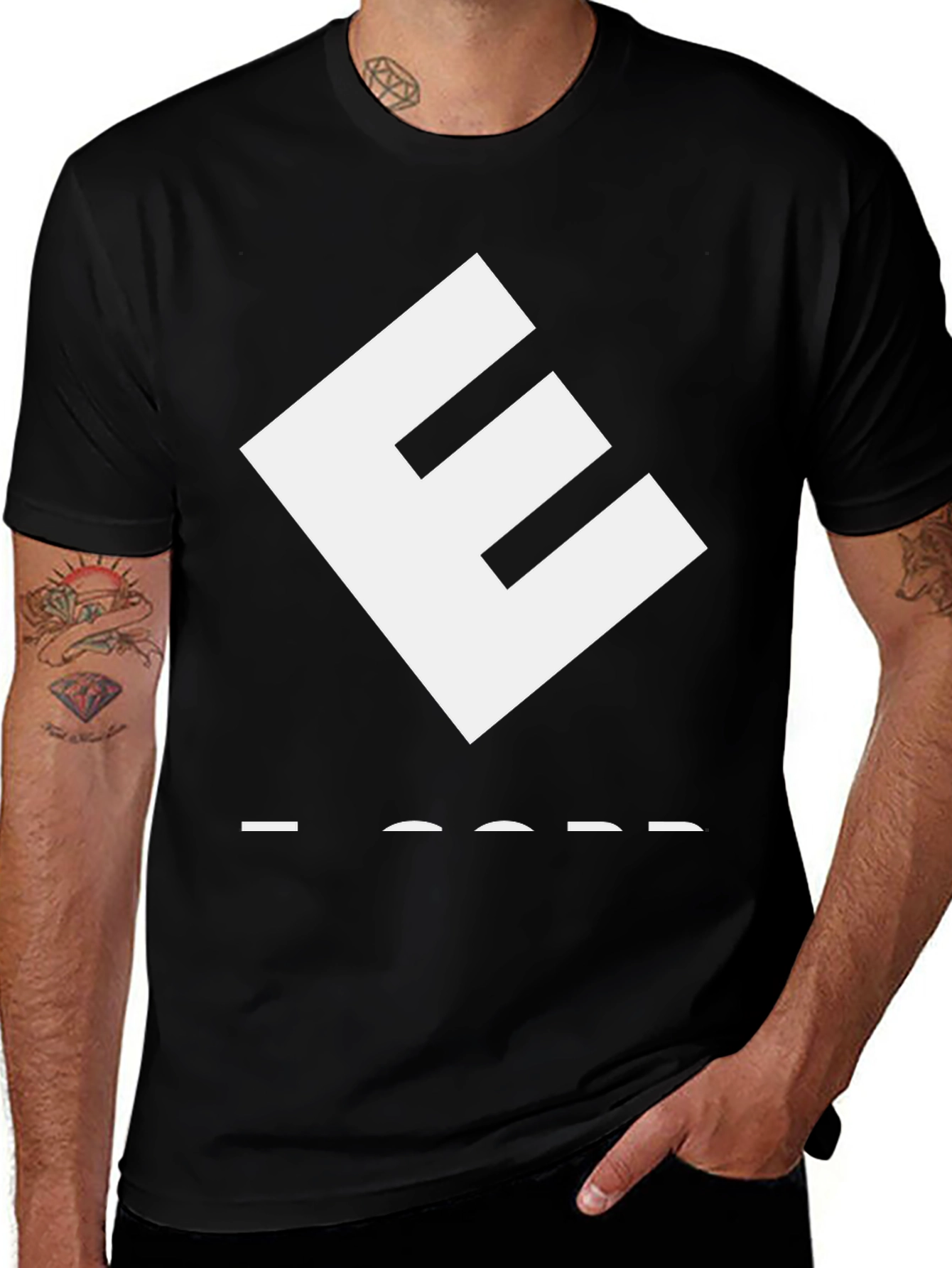 Variant 28 of Geometric E Graphic Black T-Shirt