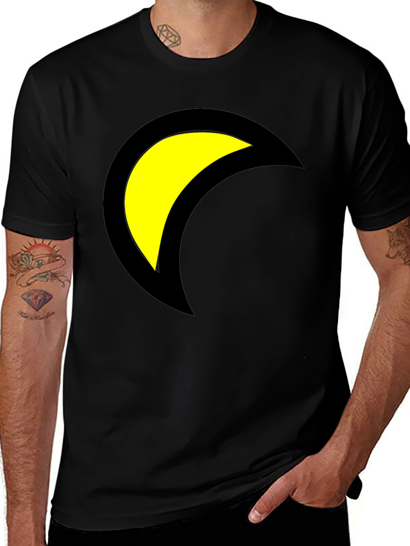 Variant 8 of Abstract Moon Graphic Black T-Shirt