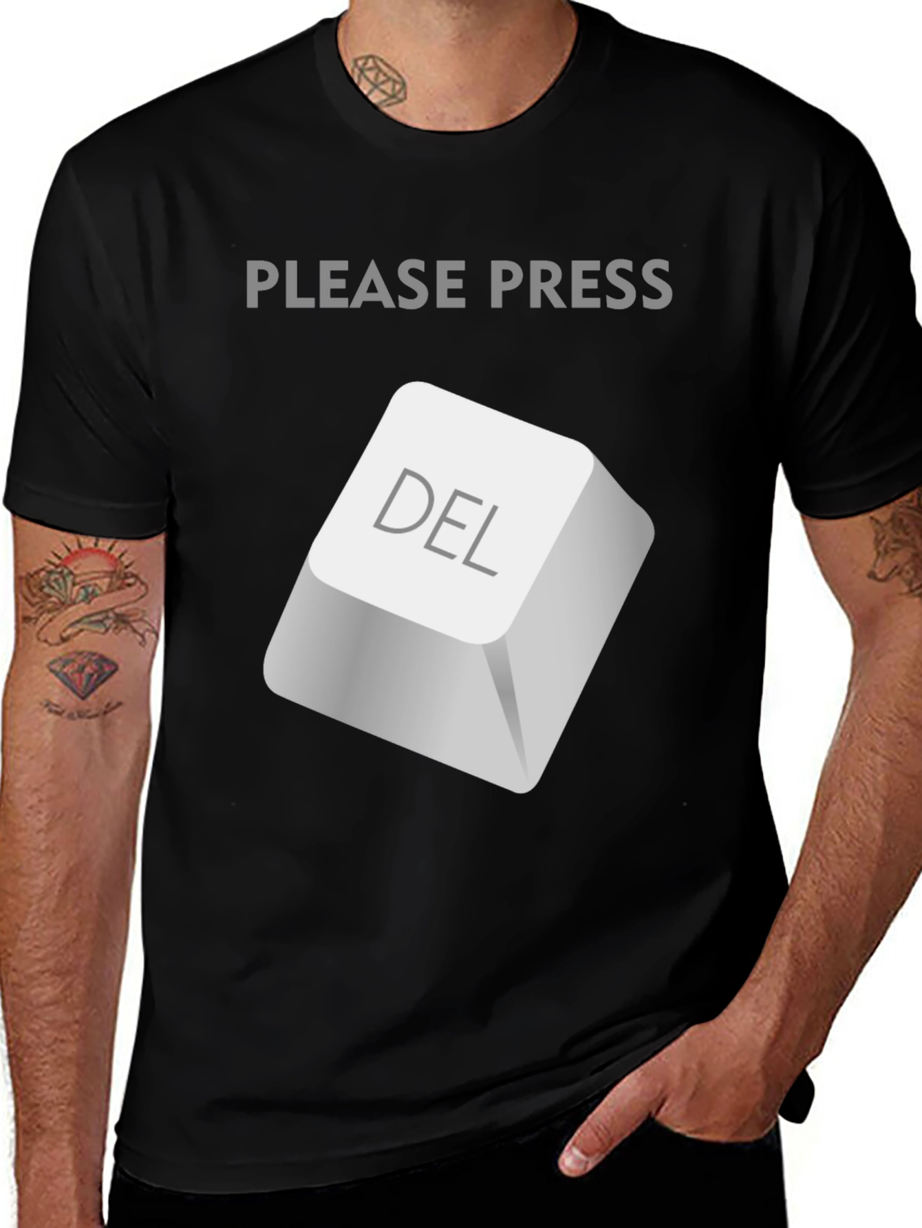 Please Press Del T-Shirt - Funny Computer Delete Key Tee