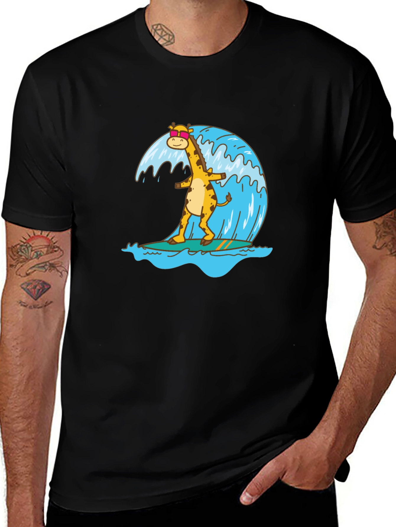 Variant 22 of Surfing Giraffe Graphic Tee