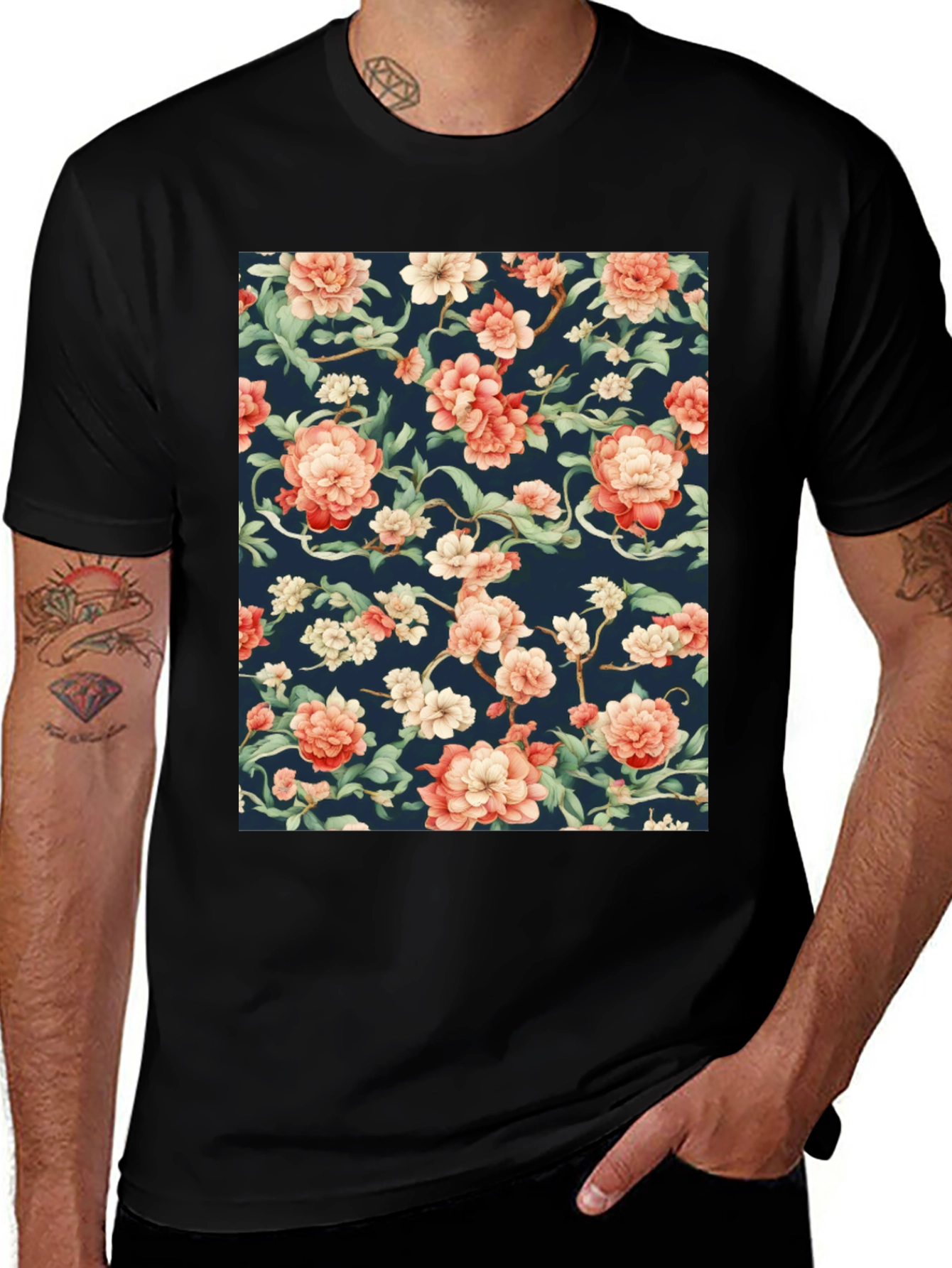 Variant 13 of Floral Print T-Shirt - Stylish Men's Fashion