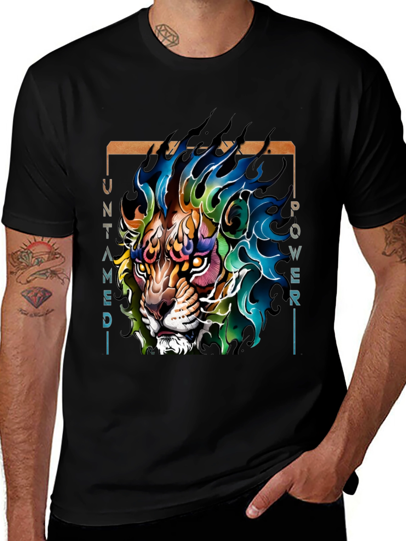 Variant 11 of Untamed Power Graphic Tee - Fierce Lion Design