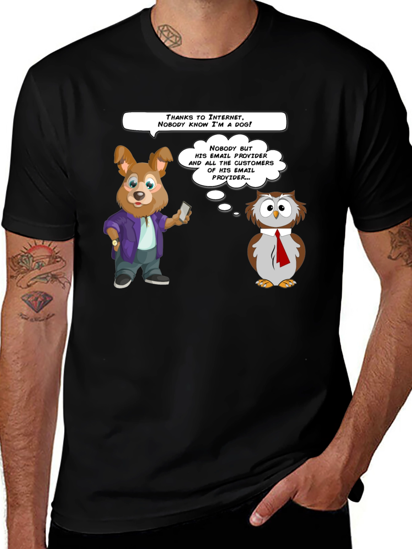 Variant 6 of Funny Internet Dog & Owl T-Shirt