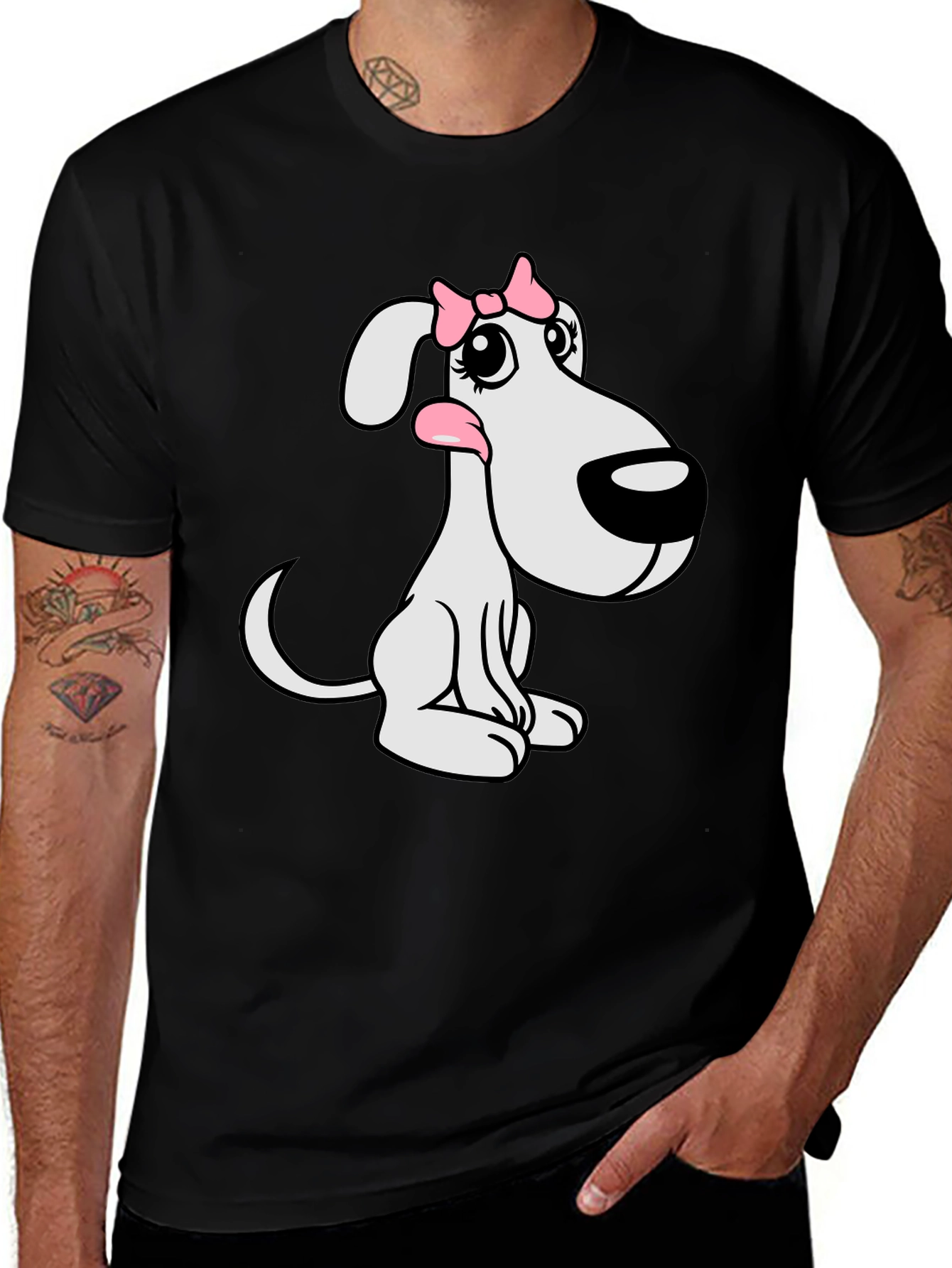 Variant 21 of Cute Cartoon Dog T-Shirt - Unisex Black Tee