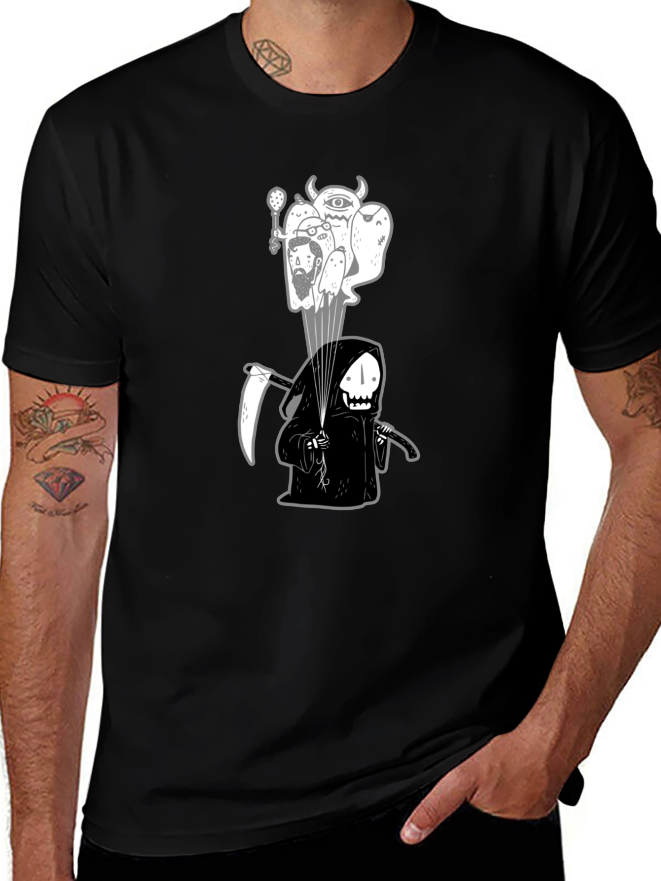 Variant 15 of Grim Reaper & Ghostly Balloons Graphic T-Shirt