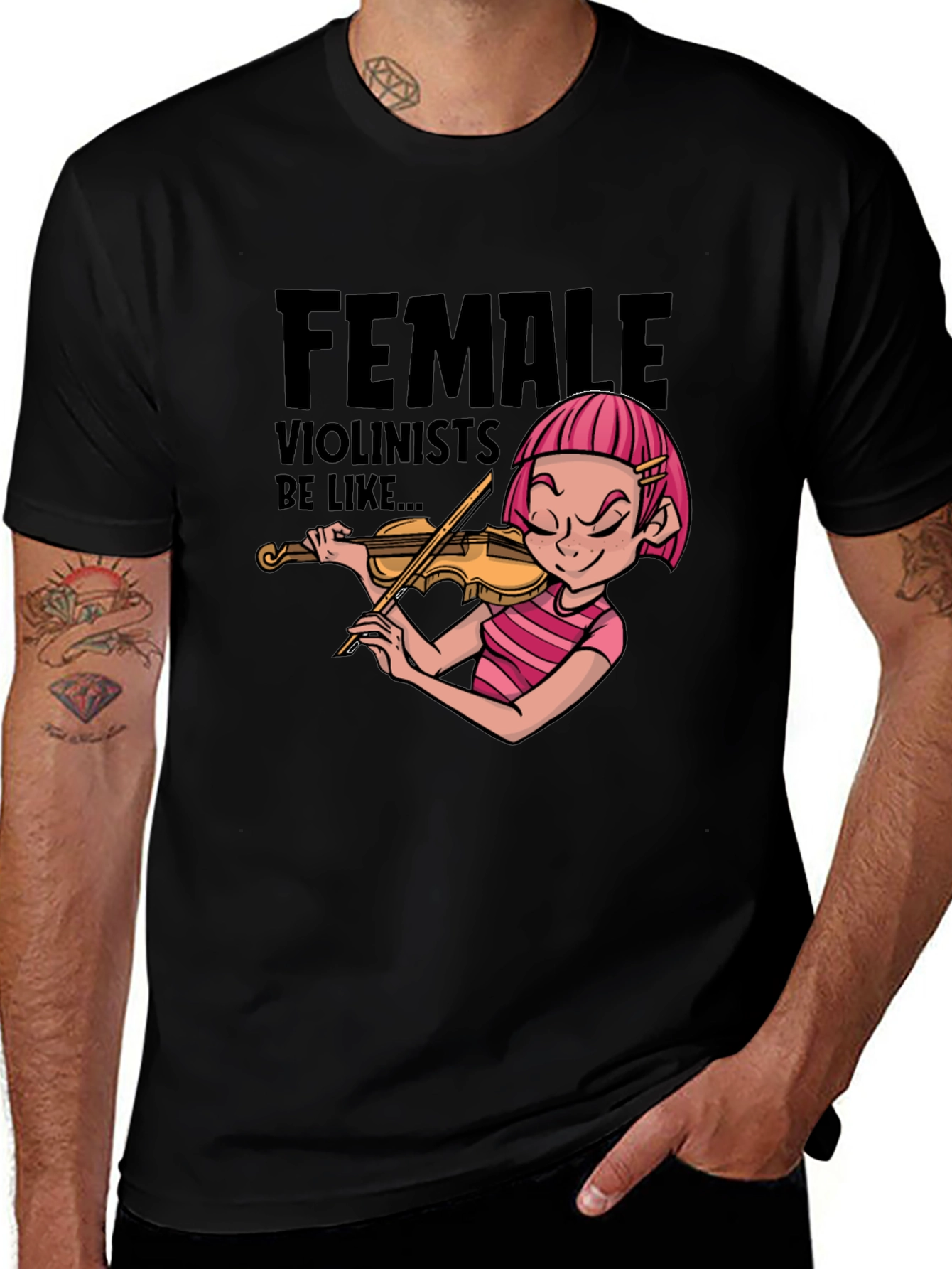 Variant 24 of Female Violinist Cartoon Graphic Novelty T-Shirt