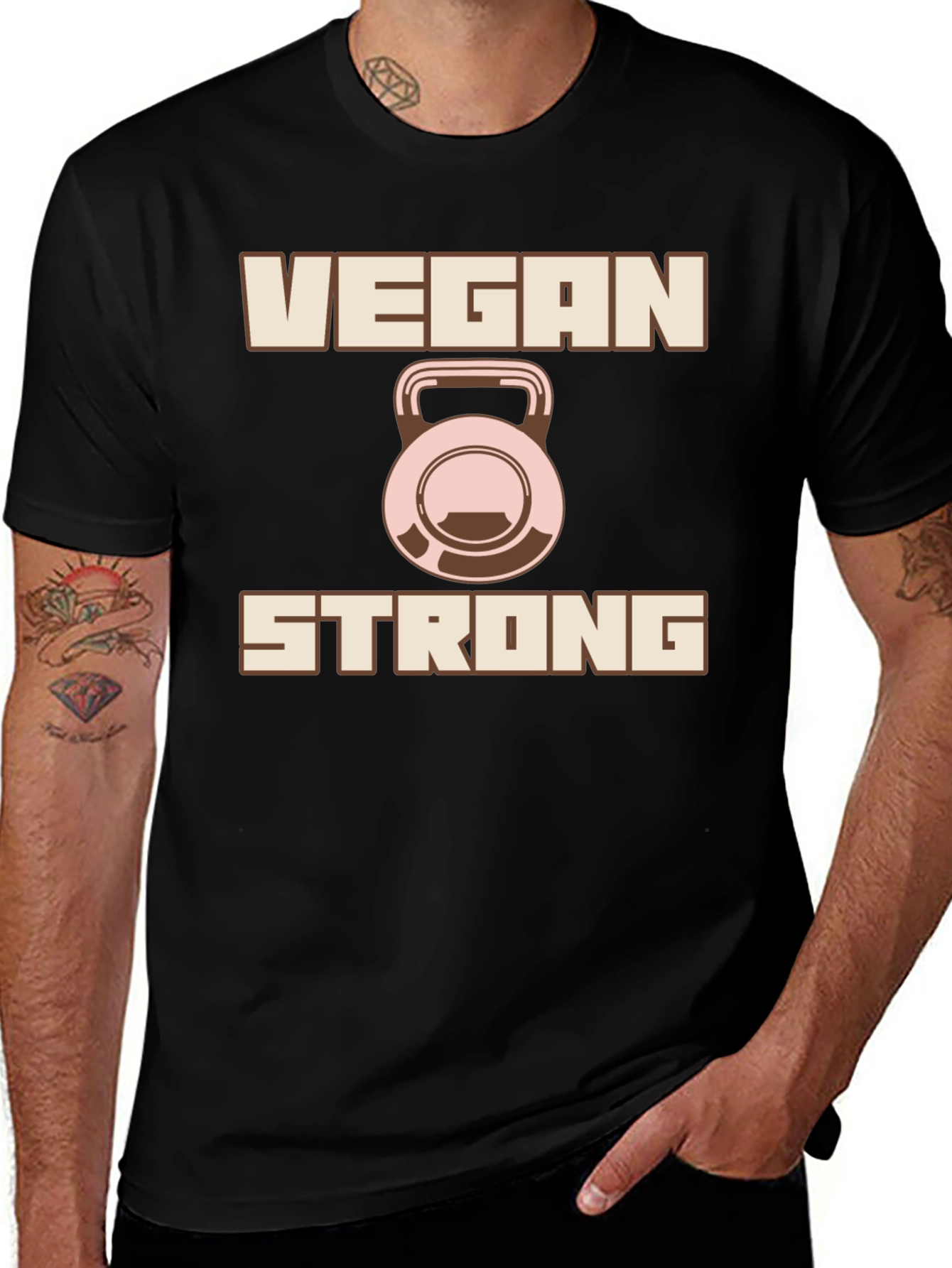 Variant 27 of Vegan Strong Black T-Shirt Gym Fitness
