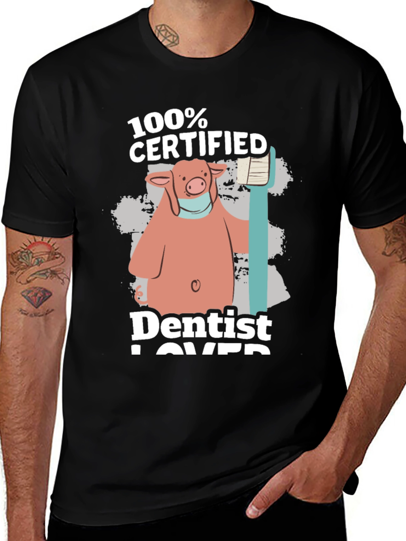 Variant 17 of 100% Certified Dentist Lover Pig Graphic T-Shirt