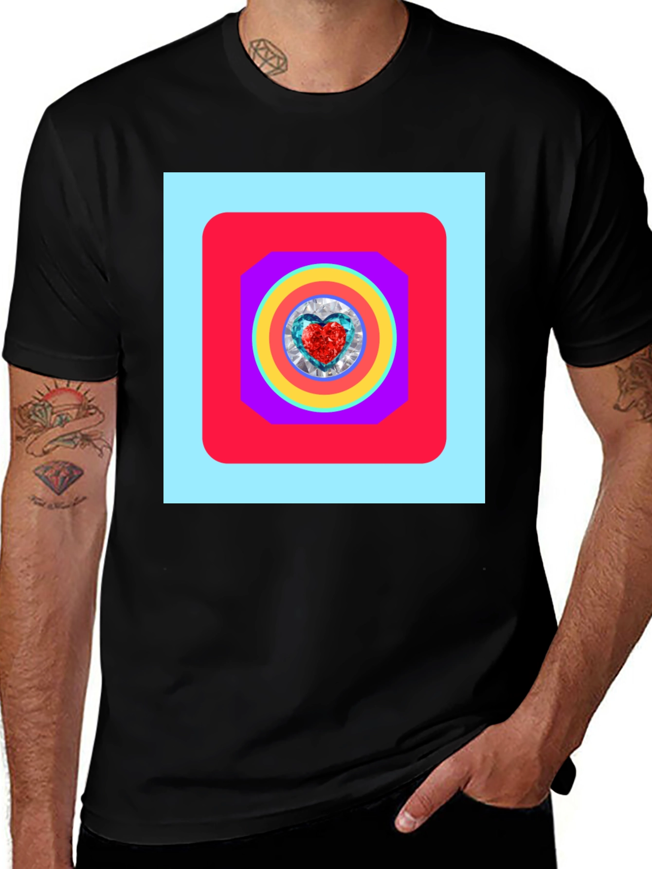 Variant 15 of Geometric Heart Graphic Tee - Stylish Menswear