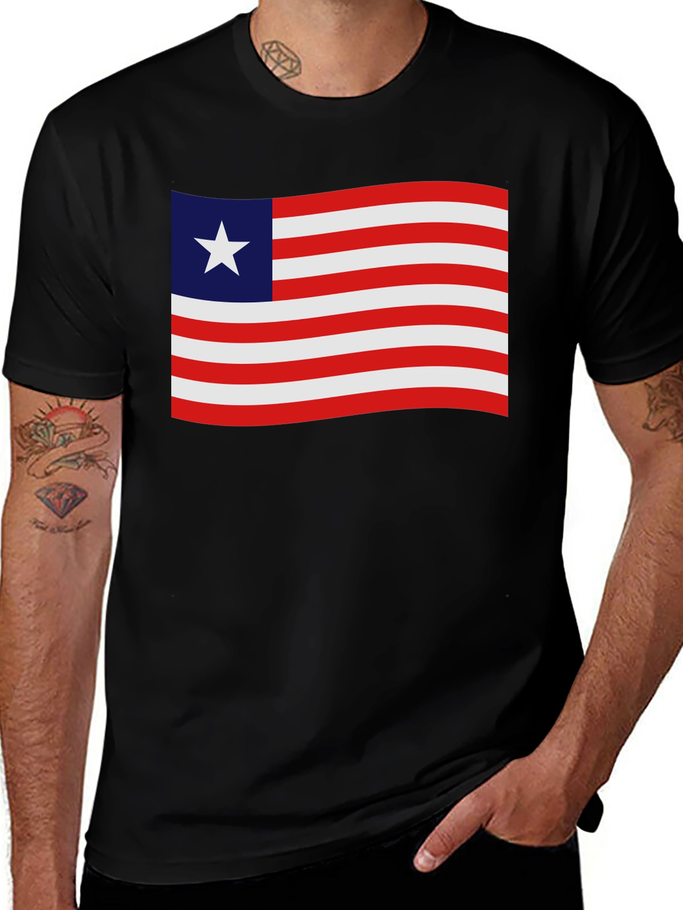 Variant 20 of Liberia Flag T-Shirt - Patriotic Pride