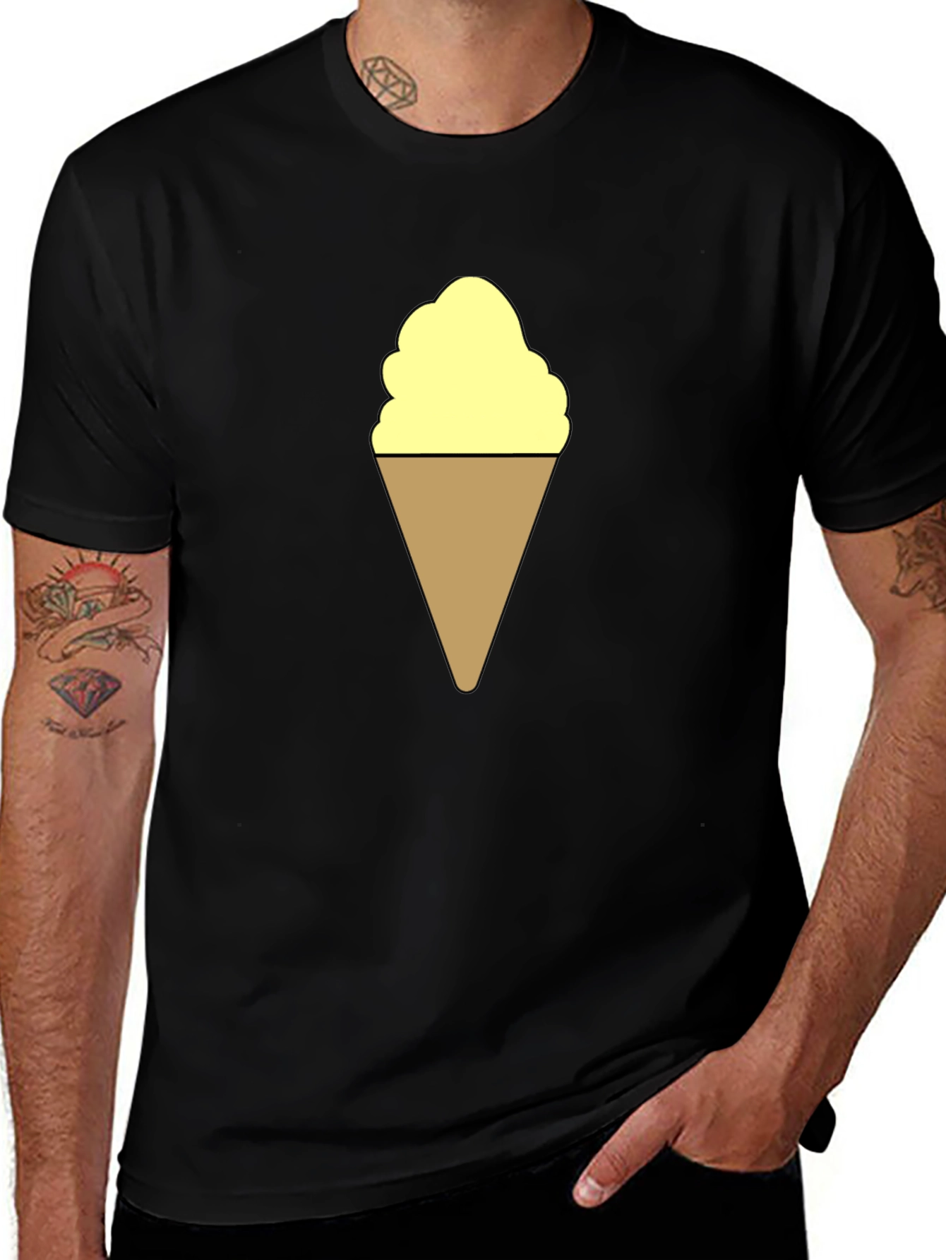 Variant 17 of Ice Cream Cone Graphic Tee - Black T-Shirt