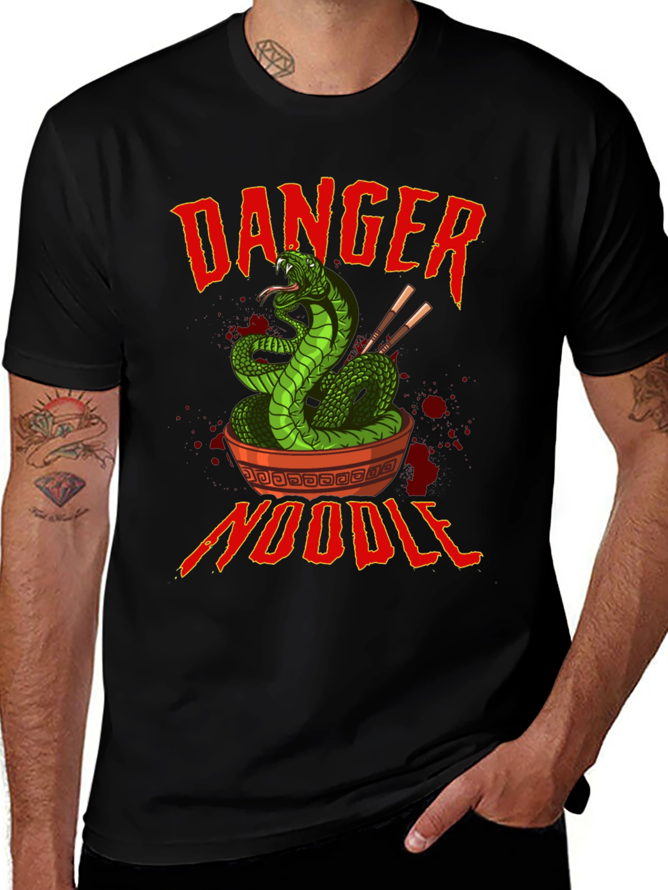 Variant 15 of Danger Noodle T-Shirt - Snake Ramen Bowl Graphic