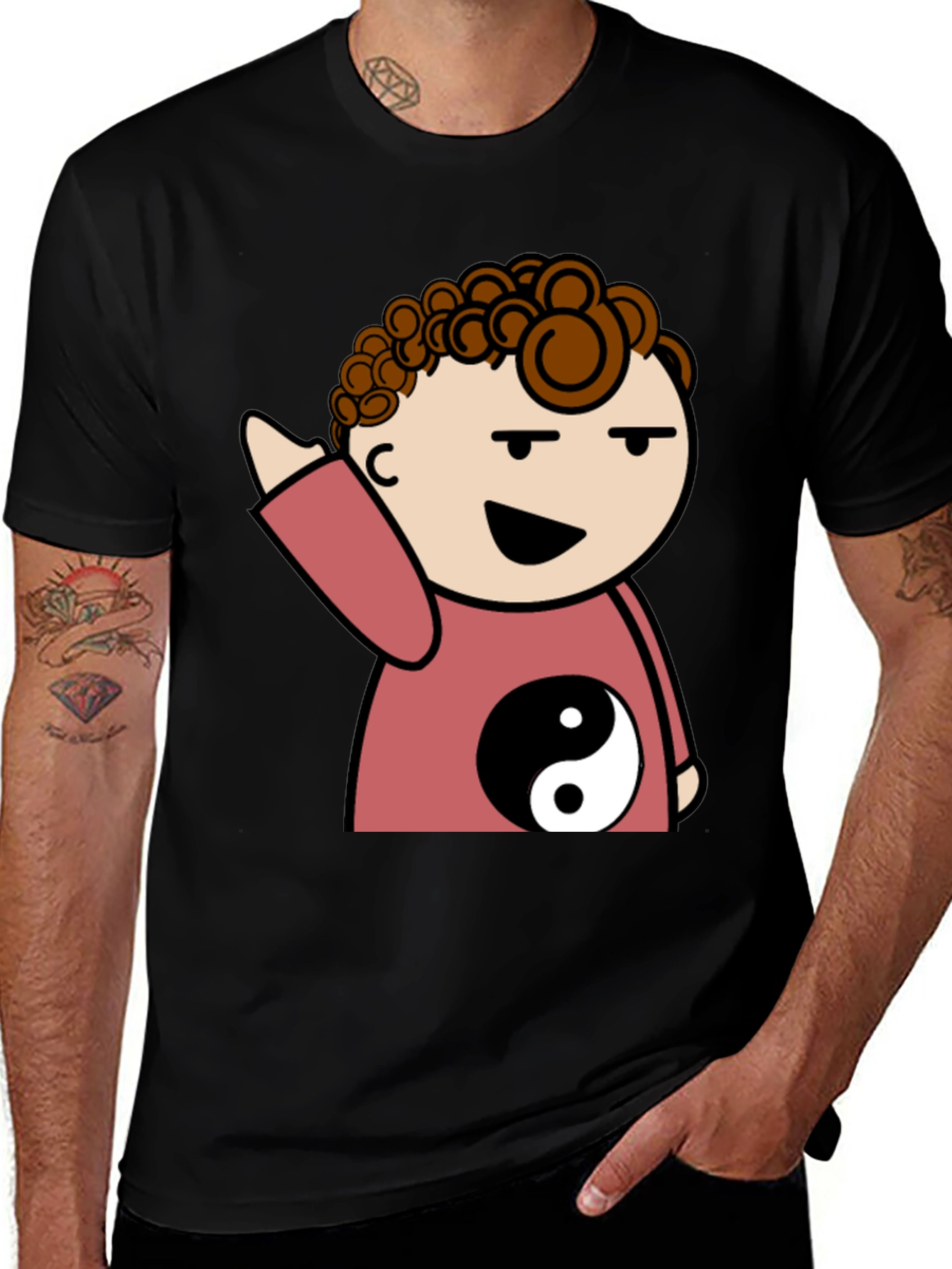Variant 23 of Yin Yang Cartoon Character Graphic T-Shirt