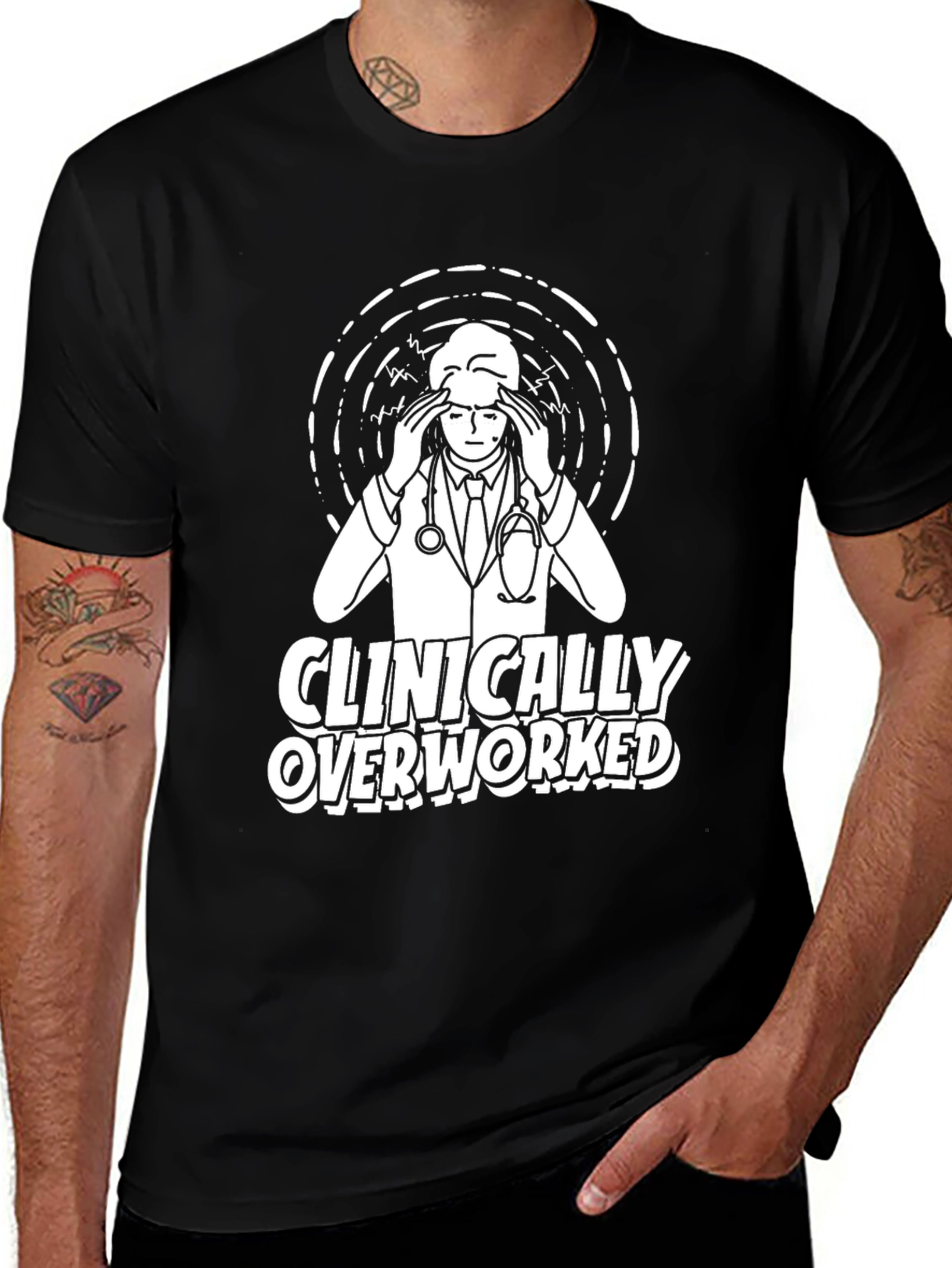 Variant 4 of Clinically Overworked Graphic T-Shirt