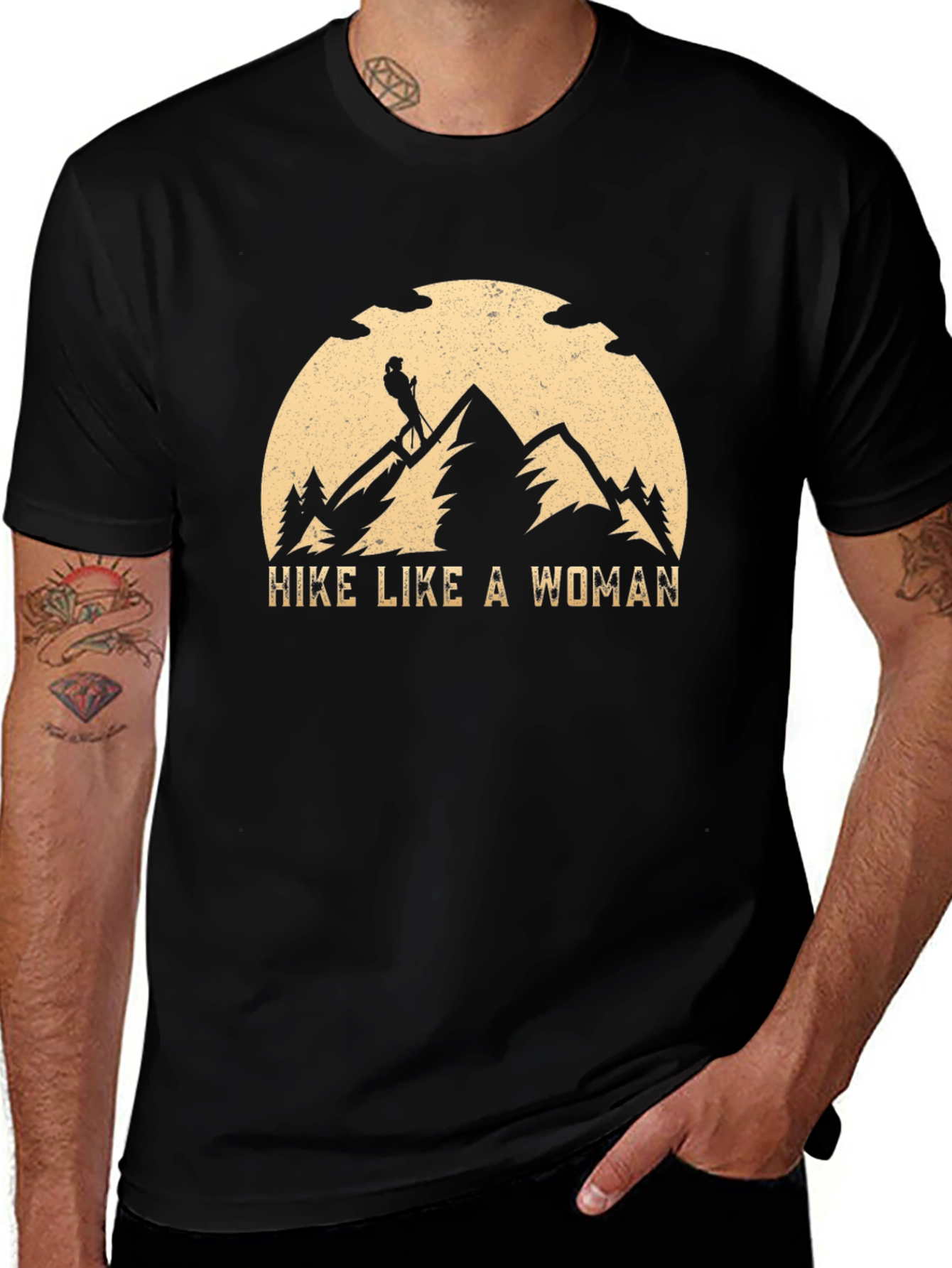 Variant 8 of Hike Like a Woman T-Shirt - Mountain Design
