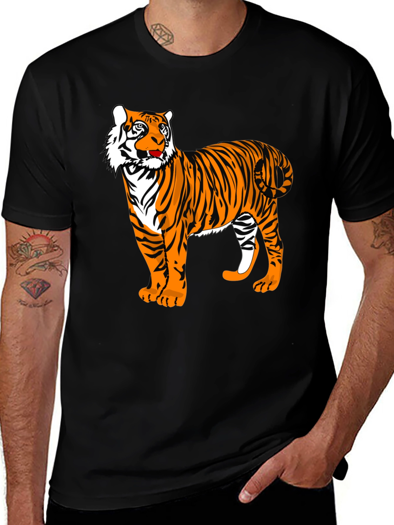 Variant 15 of Tiger Graphic Tee - Bold Black Animal Print Shirt