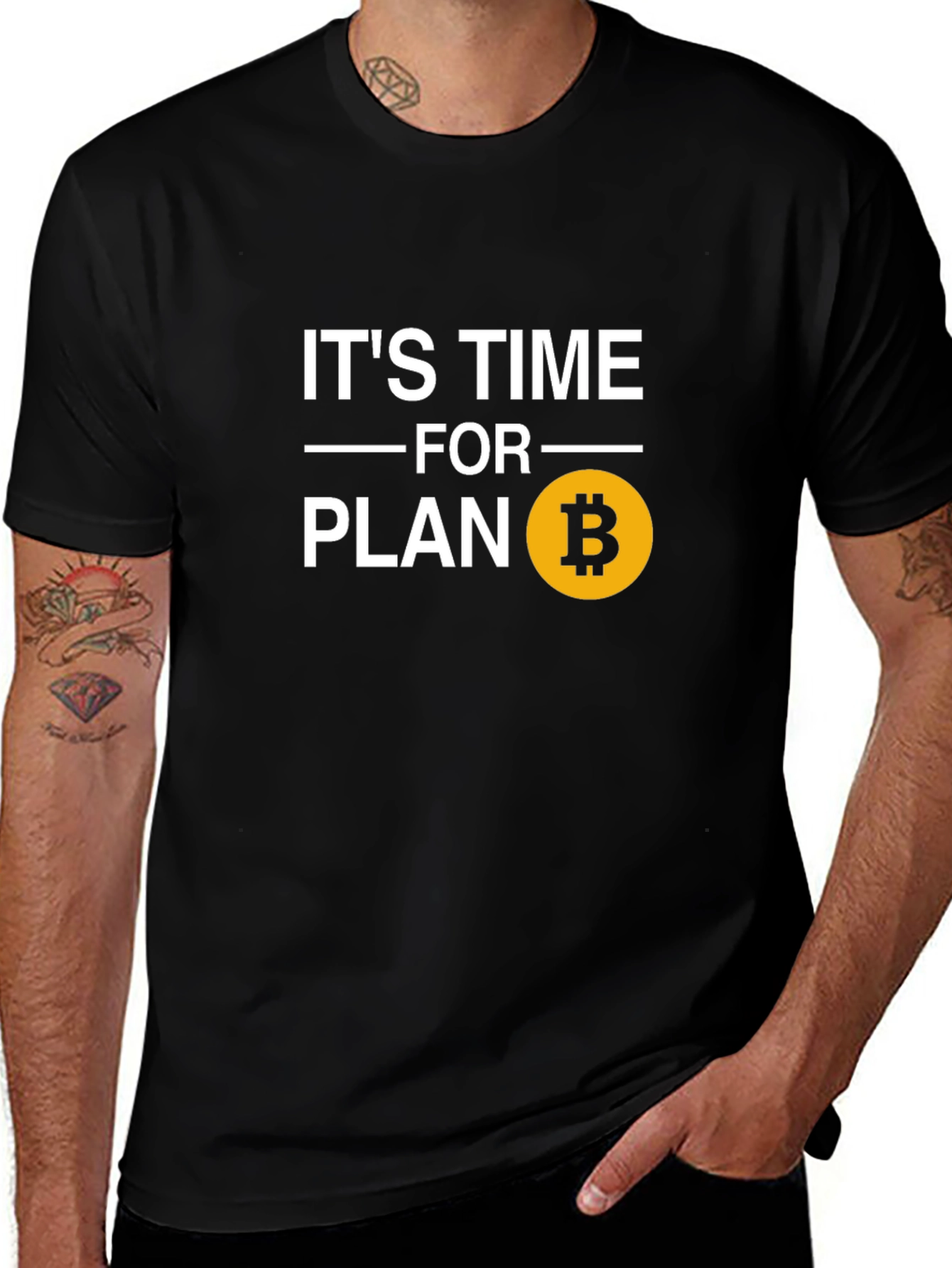 Black It's Time for Plan B Bitcoin T-Shirt main image