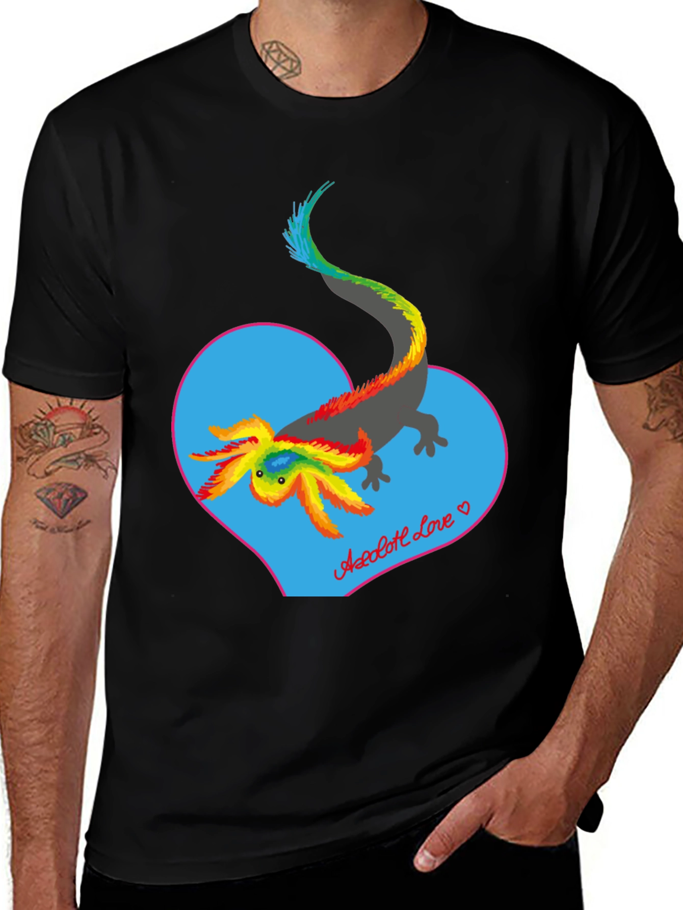 Variant 22 of Axolotl Love T-Shirt - Rainbow Design