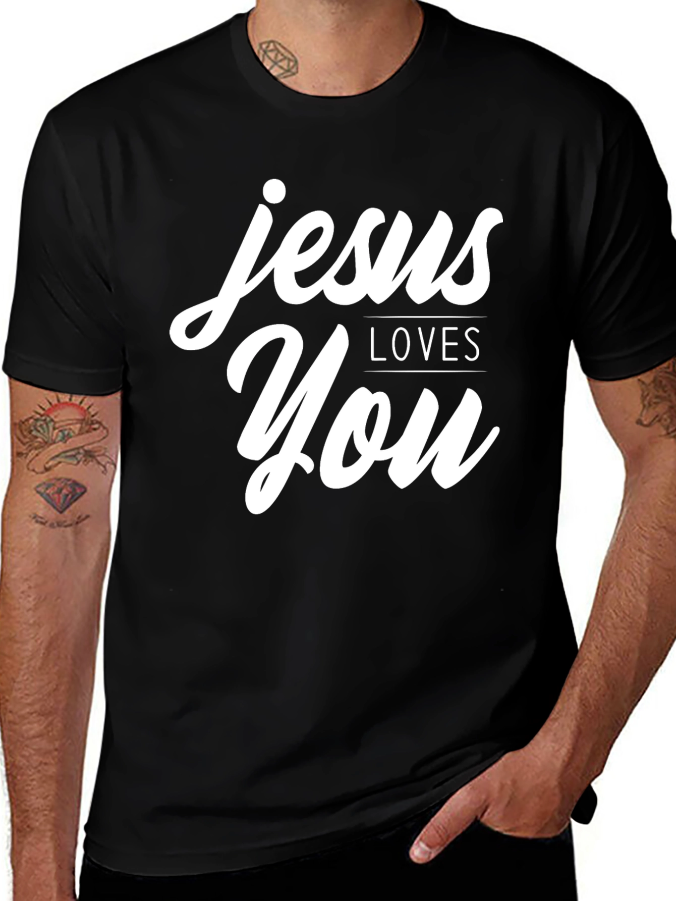 Variant 10 of Jesus Loves You Black Graphic T-Shirt