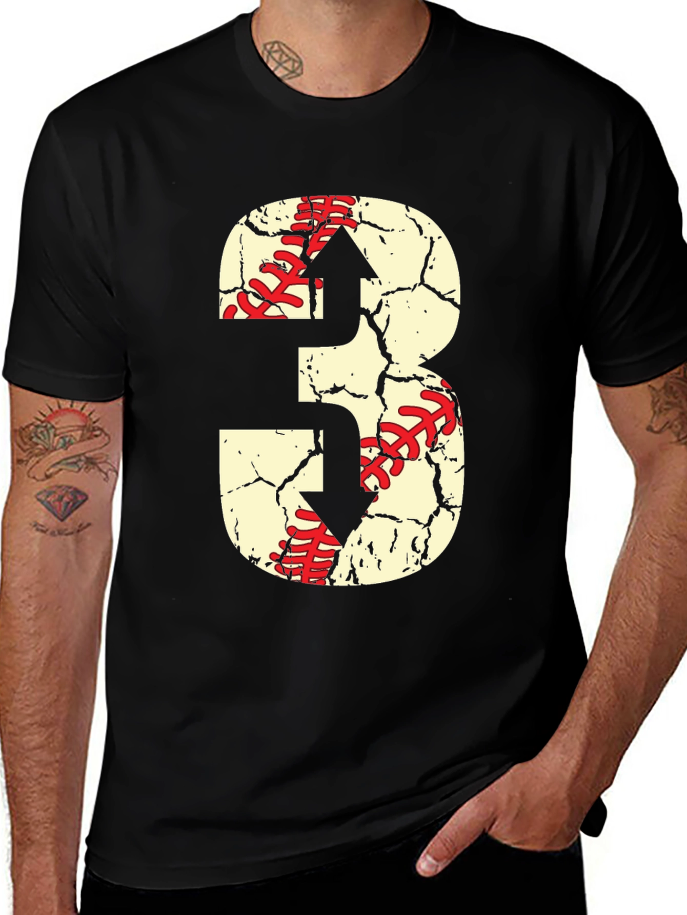 Variant 2 of Baseball Number 3 T-Shirt