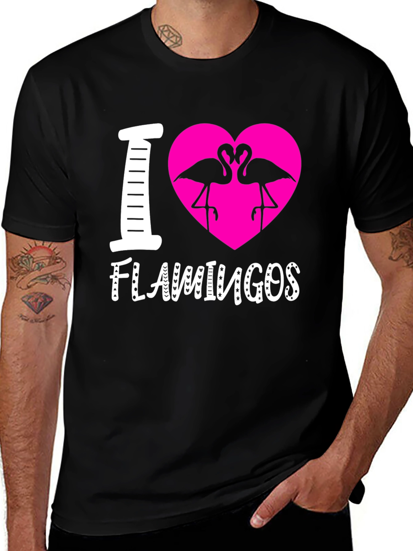 Variant 16 of I Heart Flamingos Graphic Tee
