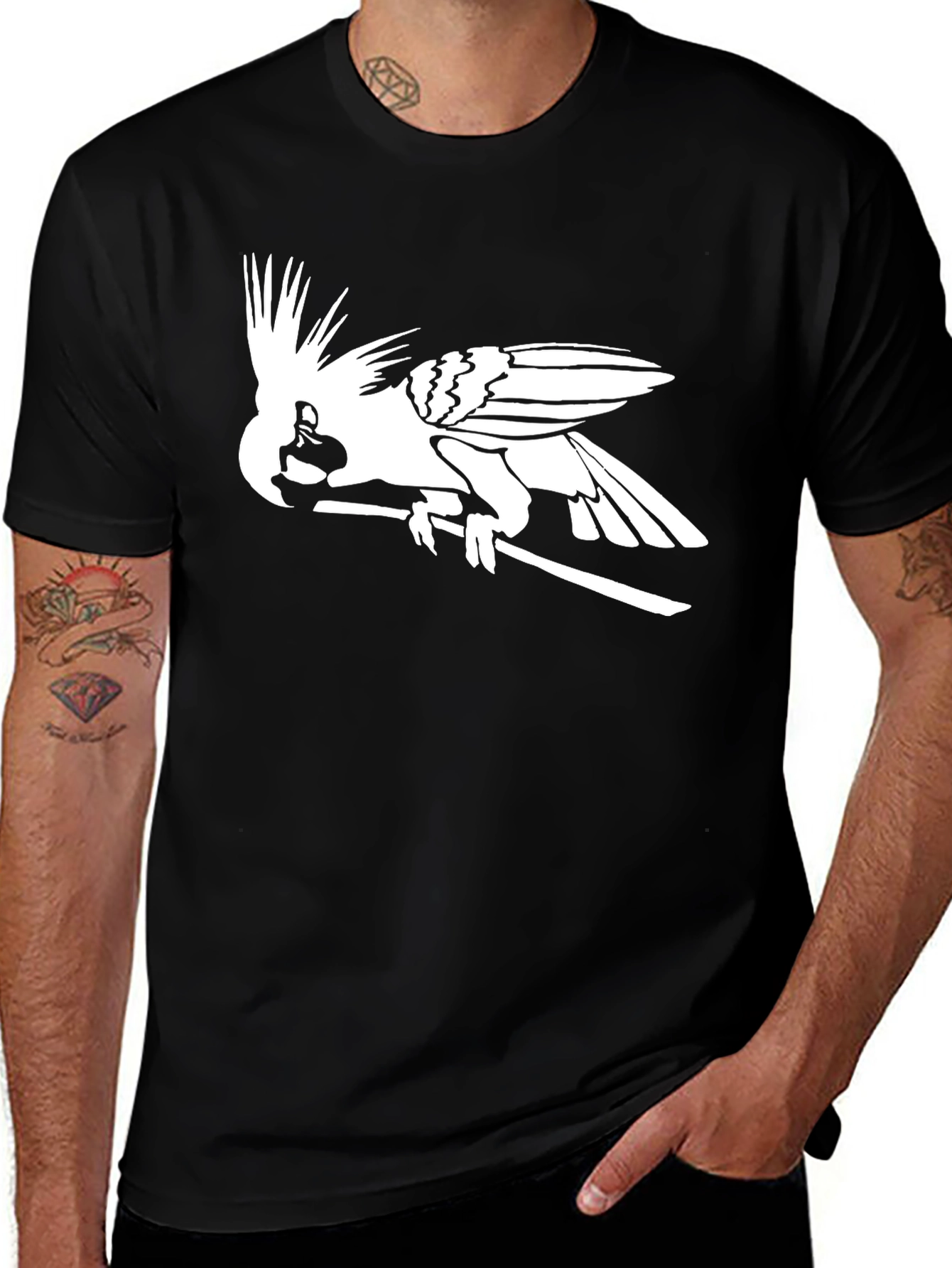 Variant 4 of Cockatoo Graphic Tee - Black Cotton Blend