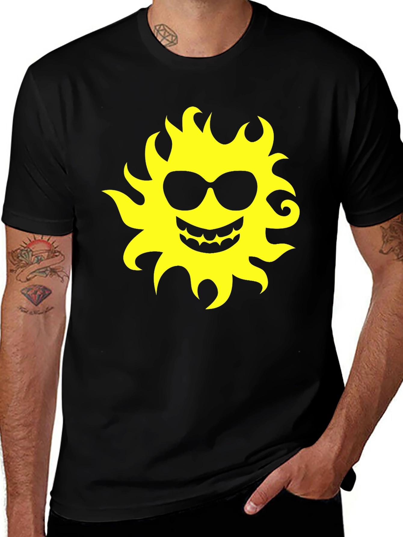 Variant 12 of Cool Sun Graphic Tee - Black Cotton T-Shirt