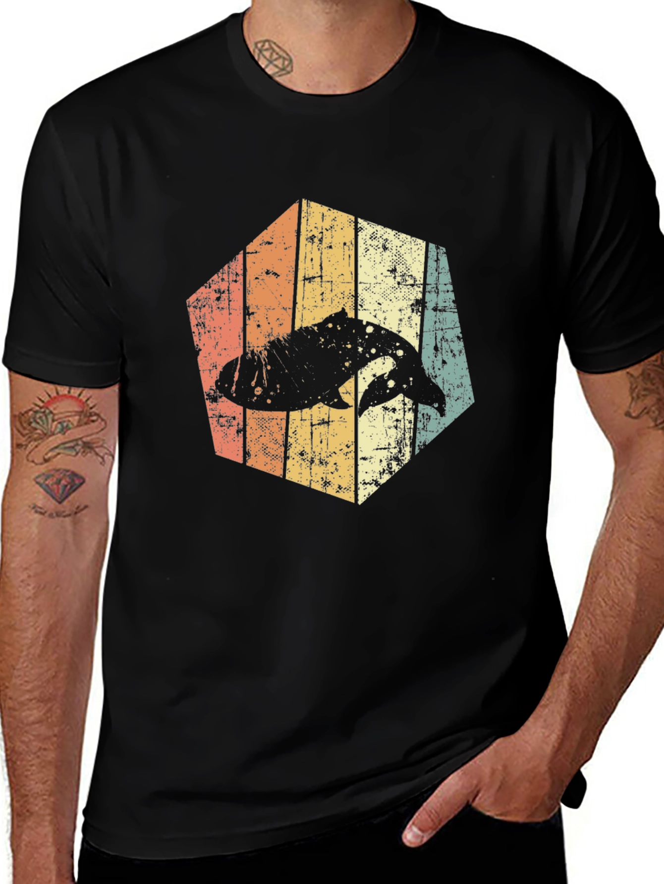 Variant 16 of Retro Manatee Graphic T-Shirt - Black