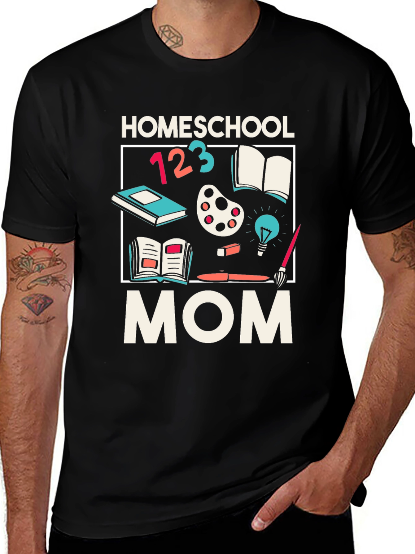 Variant 12 of Homeschool Mom Graphic T-Shirt - Black