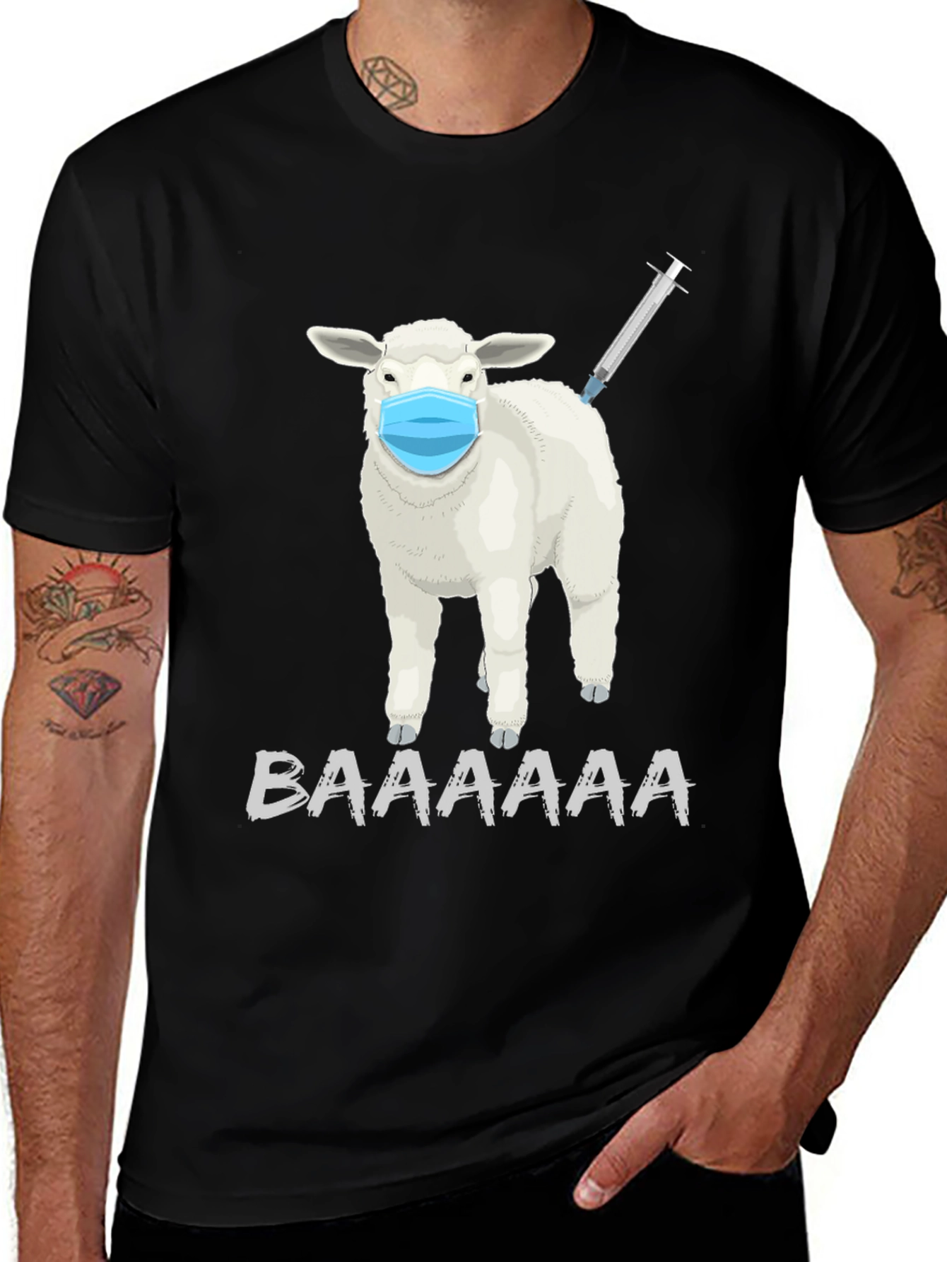 Variant 19 of Vaccinated Sheep Graphic Tee - Baaaaaa