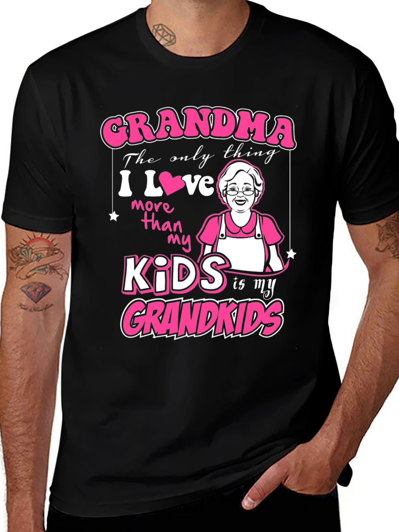 Variant 15 of Grandma Kids Grandkids Black T-Shirt