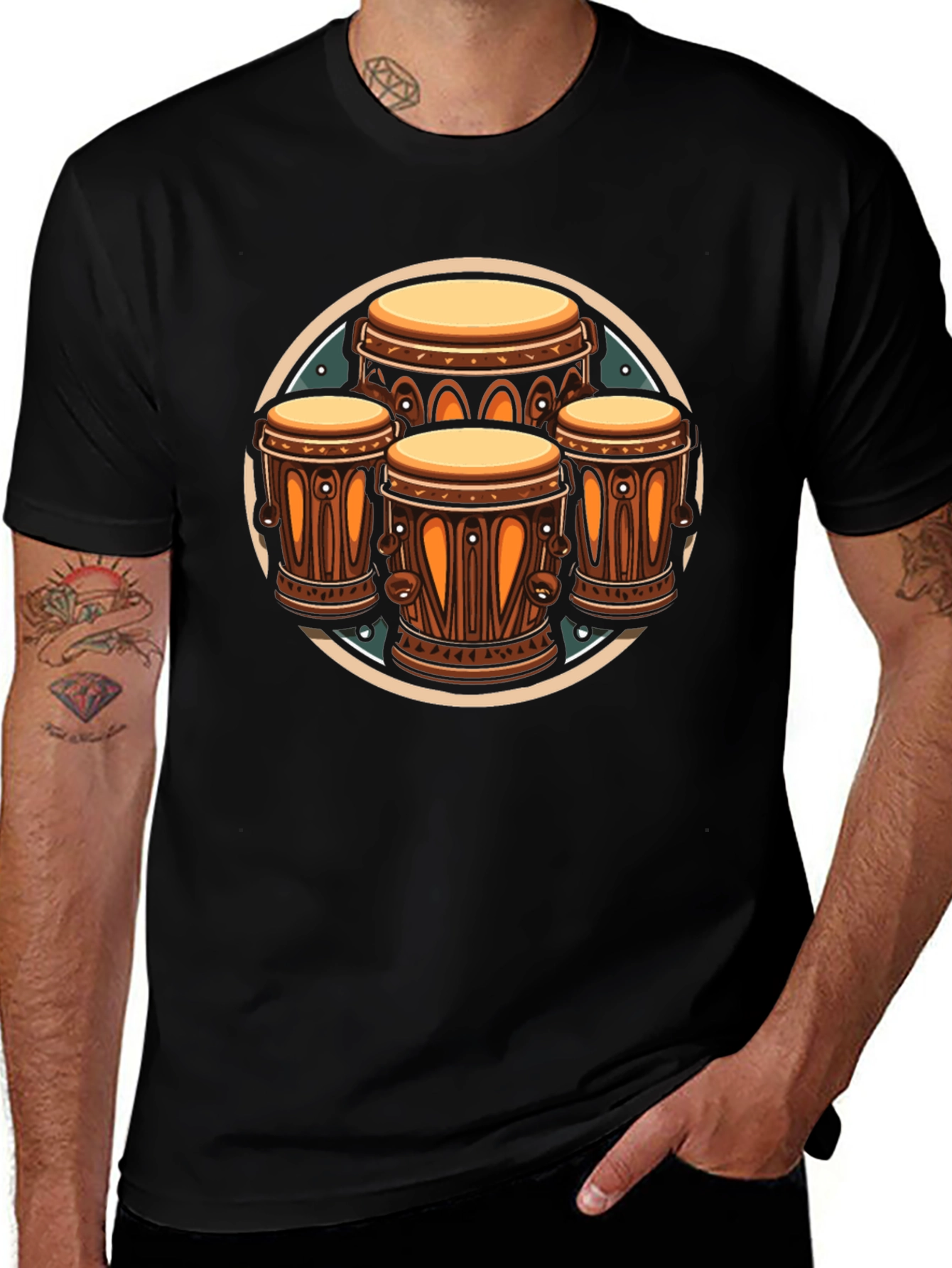 Variant 18 of Conga Drums Graphic Black T-Shirt