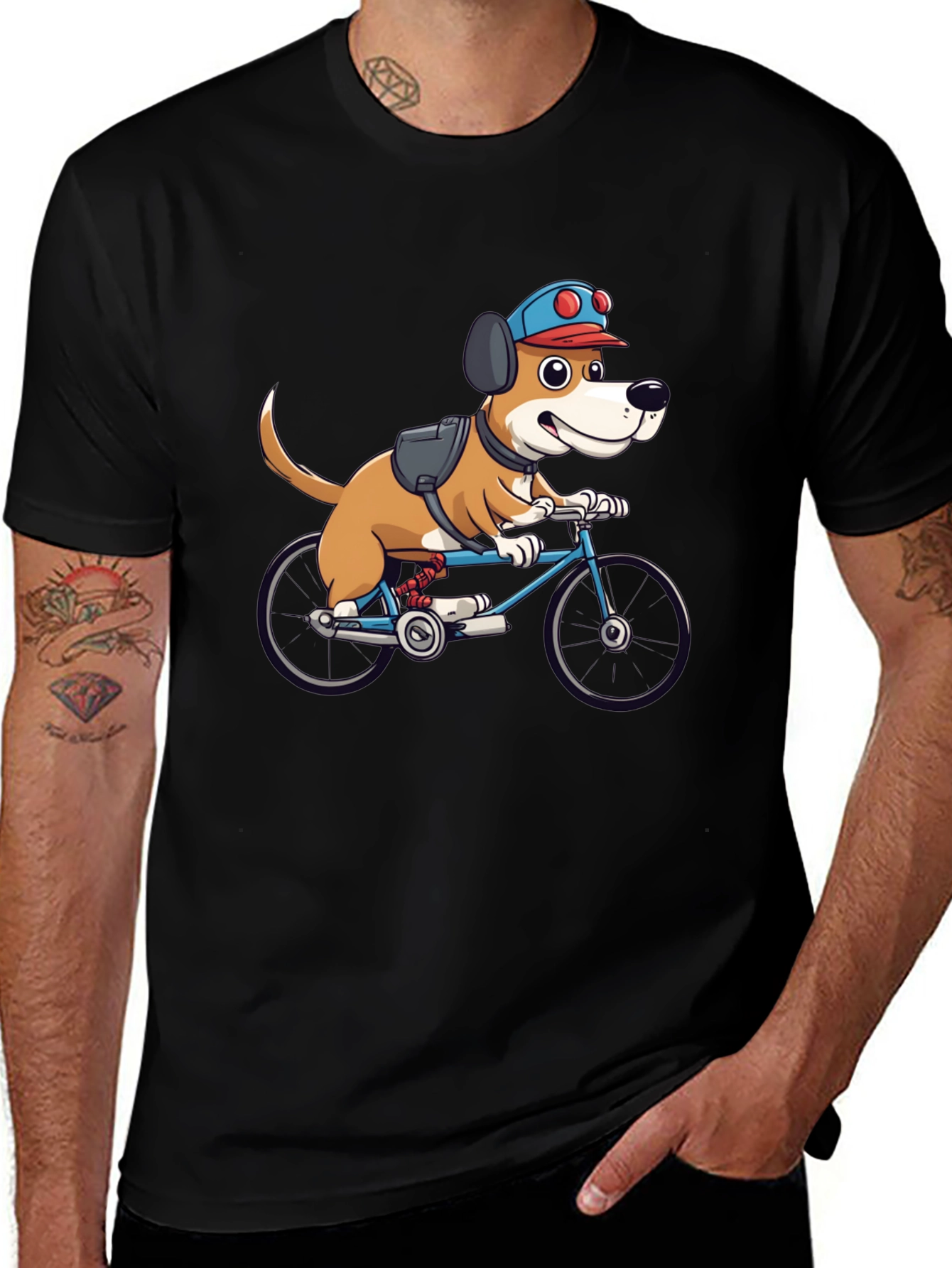 Variant 17 of Dog on Bike Graphic Tee - Fun & Stylish