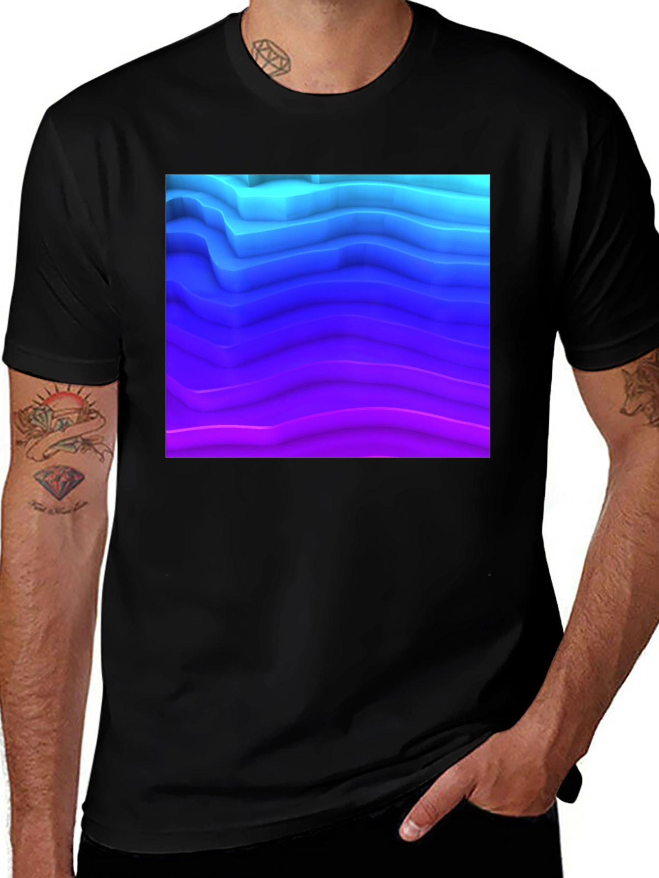 Variant 27 of Gradient Wave Design Tee - Stylish Comfort