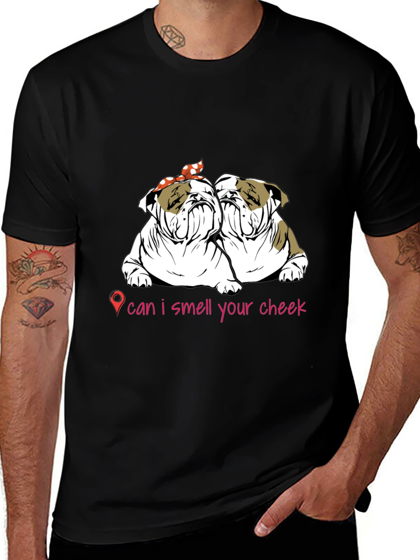 Black Bulldog Cheek Sniff T-Shirt: Cute Pet Lover Tee main image