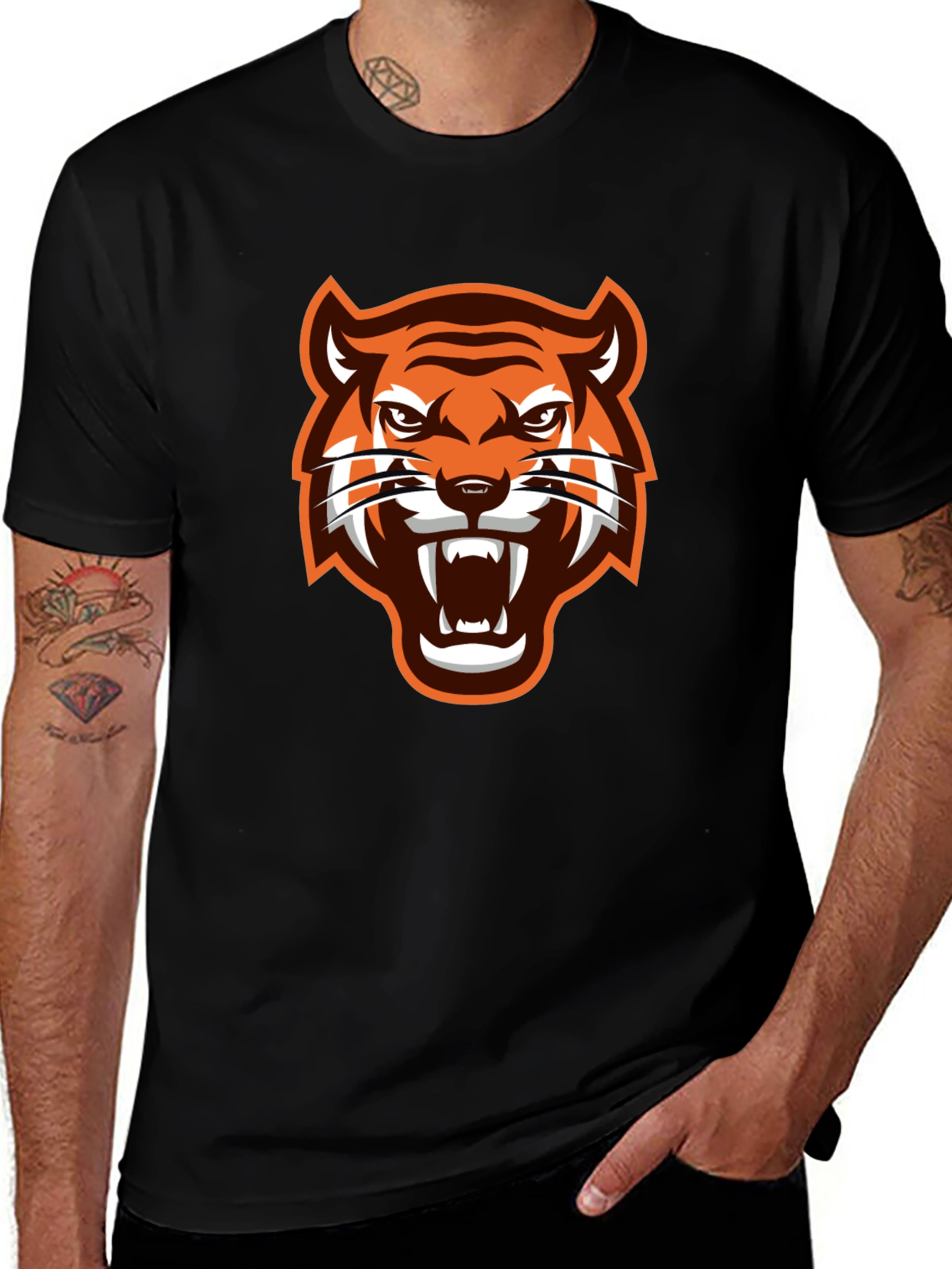 Black Tiger Graphic Black T-Shirt - Fierce and Stylish main image