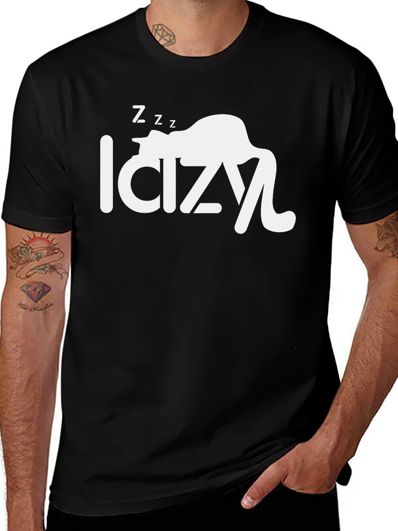 Variant 5 of Lazy Cat Sleepy Graphic T-Shirt - Black