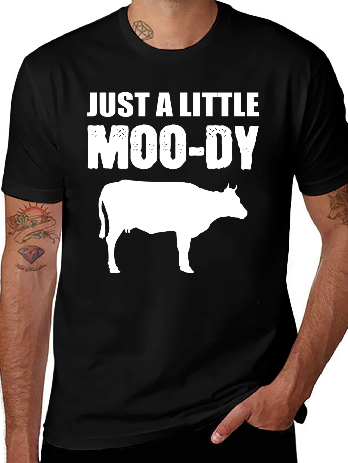 Variant 5 of Just A Little Moo-Dy T-Shirt | Funny Cow Graphic Tee