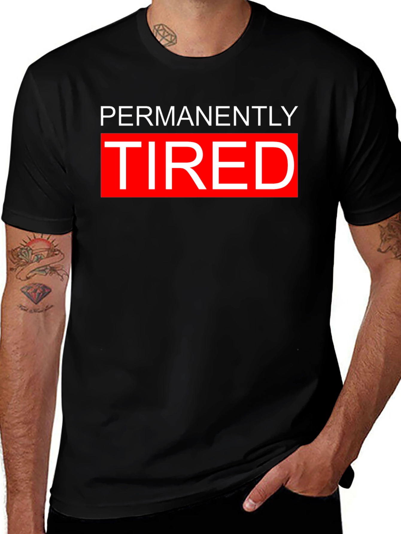 Variant 12 of Permanently Tired Graphic Tee - Black Cotton Blend