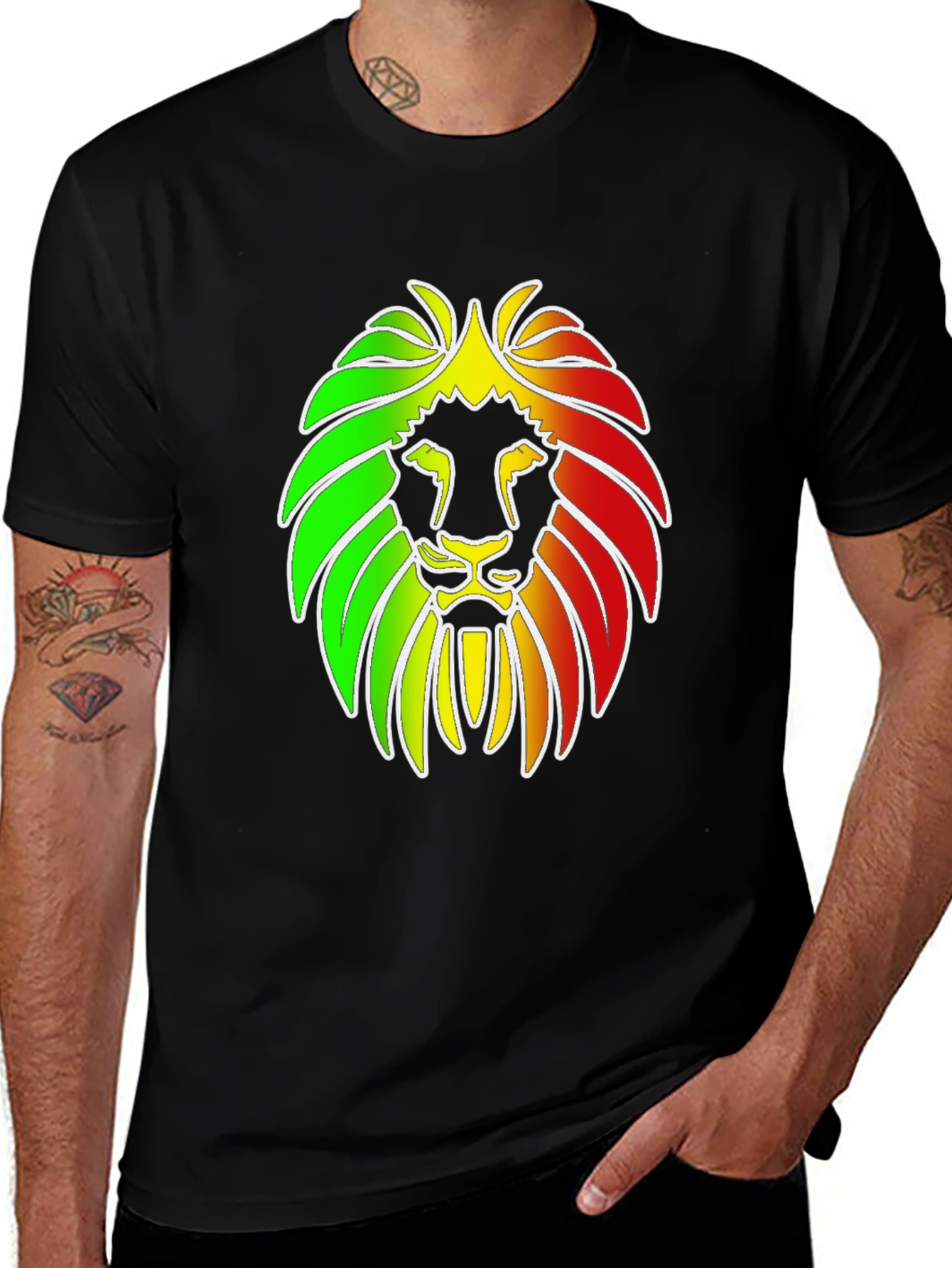 Rasta Lion Graphic Black T-Shirt - Reggae Style