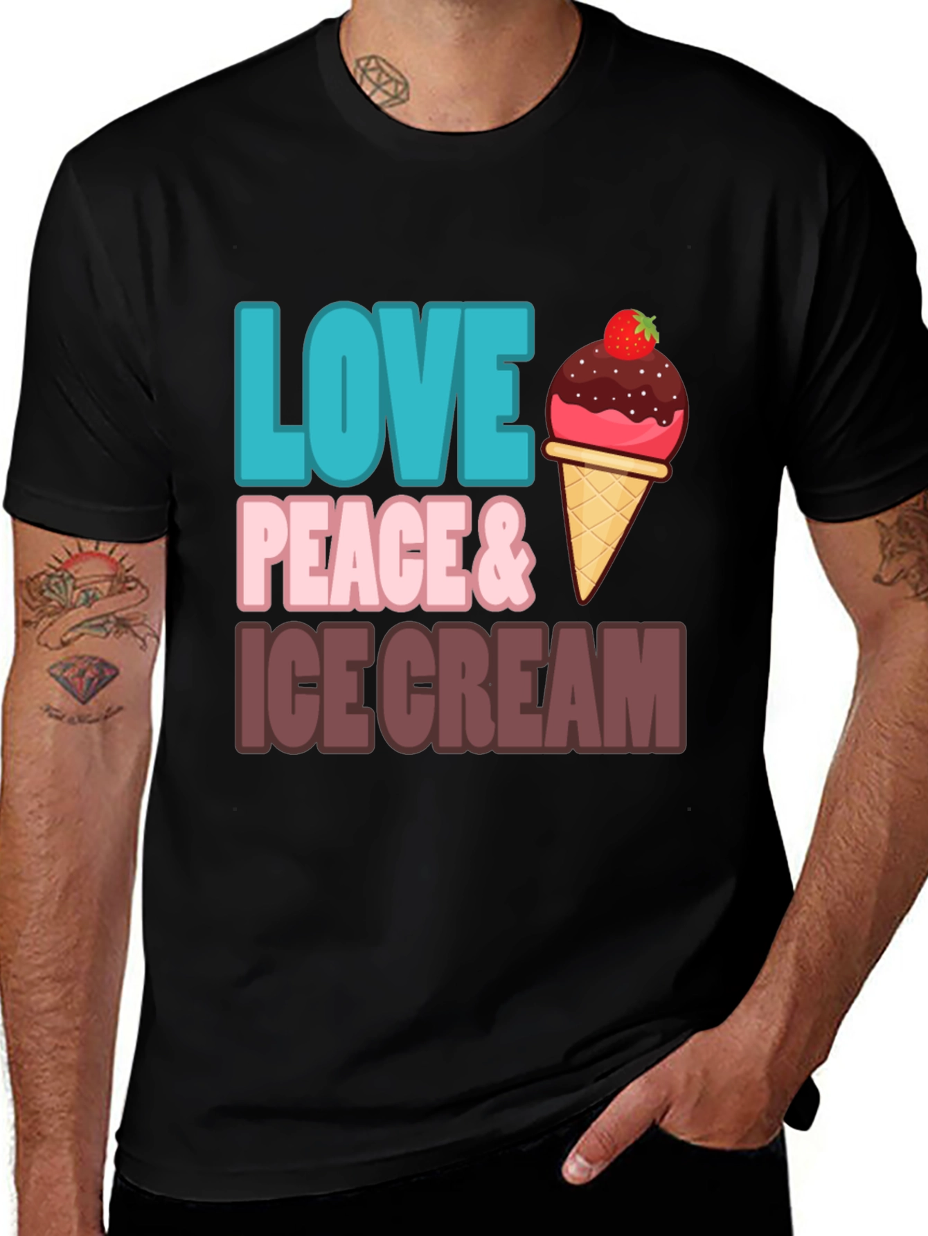 Variant 19 of Love Peace & Ice Cream Graphic T-Shirt
