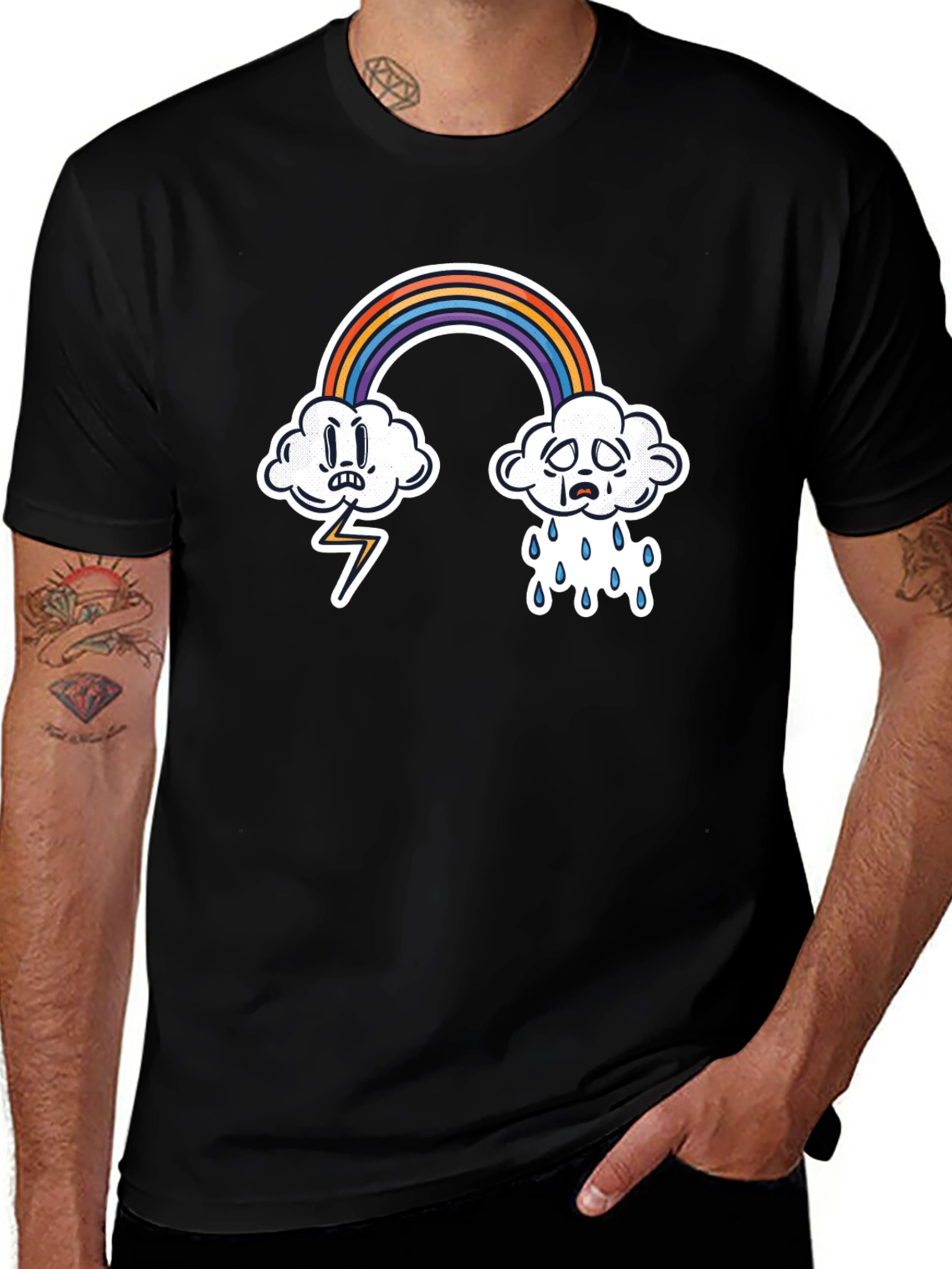 Variant 16 of Black Rainbow Cloud T-Shirt - Fun Graphic Tee