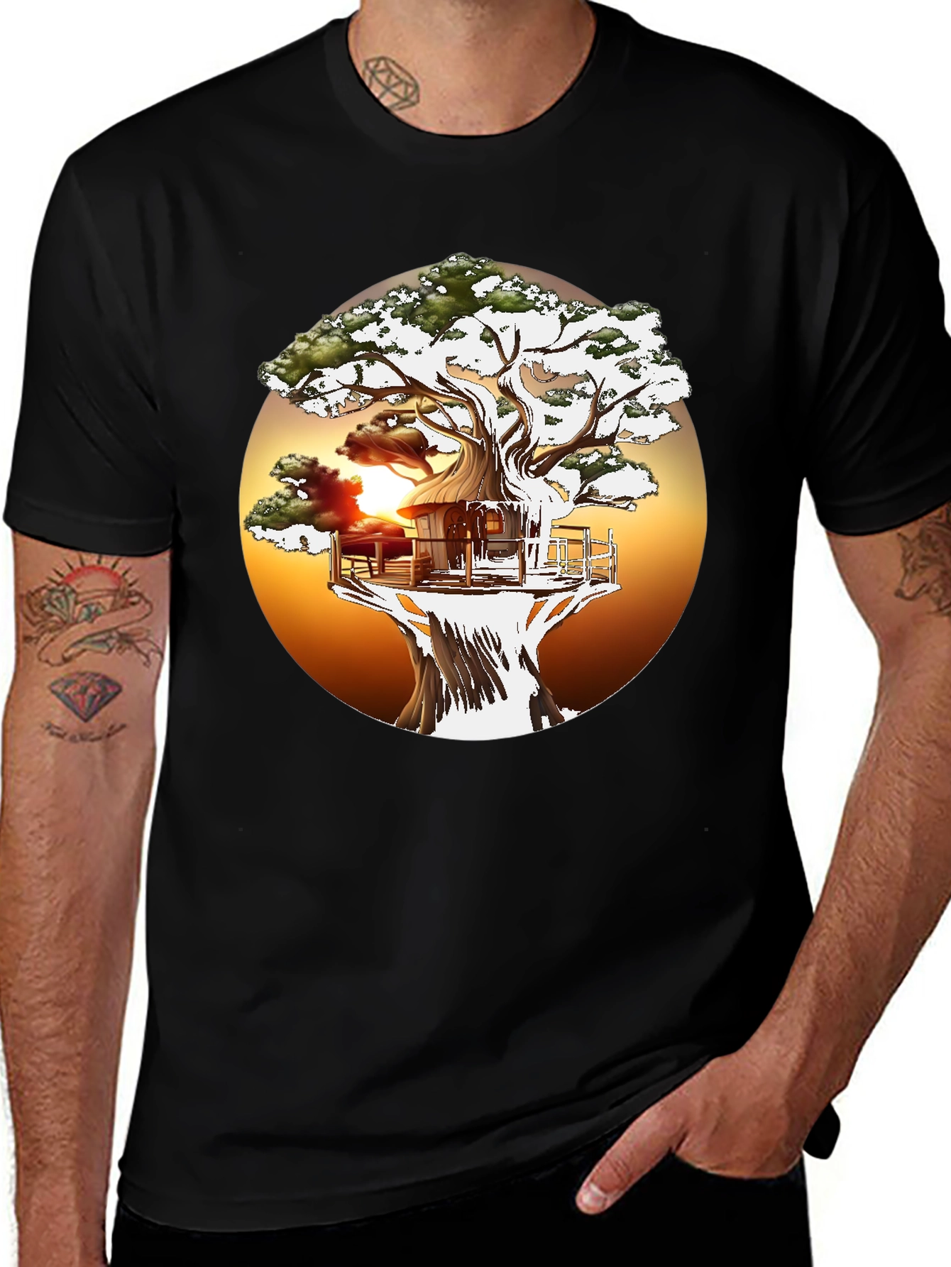 Variant 6 of Treehouse T-Shirt - Sunset Design
