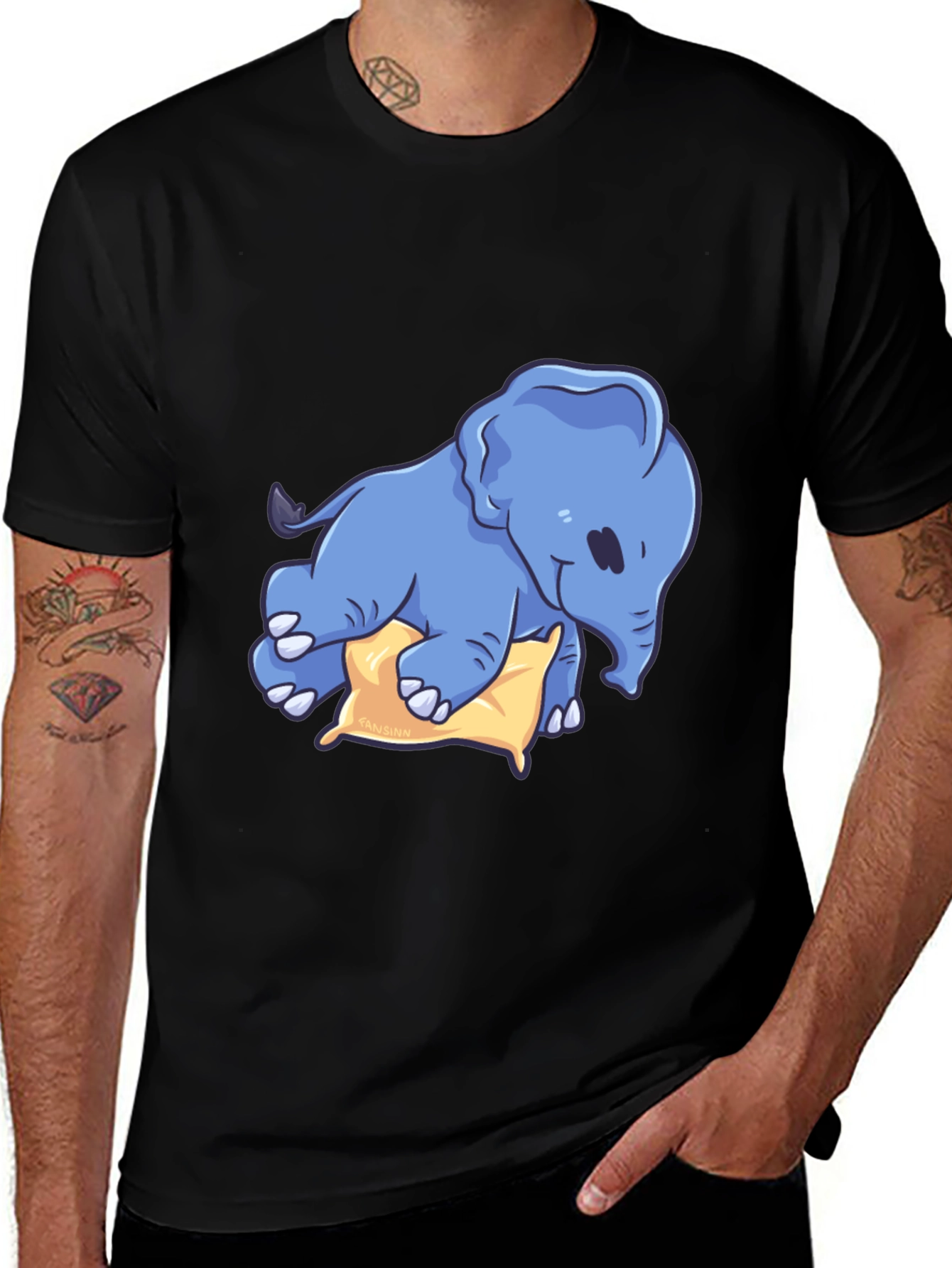 Variant 20 of Cute Elephant on Pillow Graphic Tee
