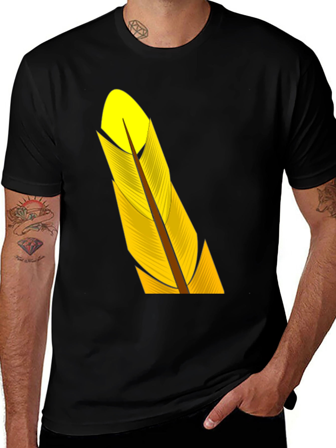 Feather Graphic Black T-Shirt