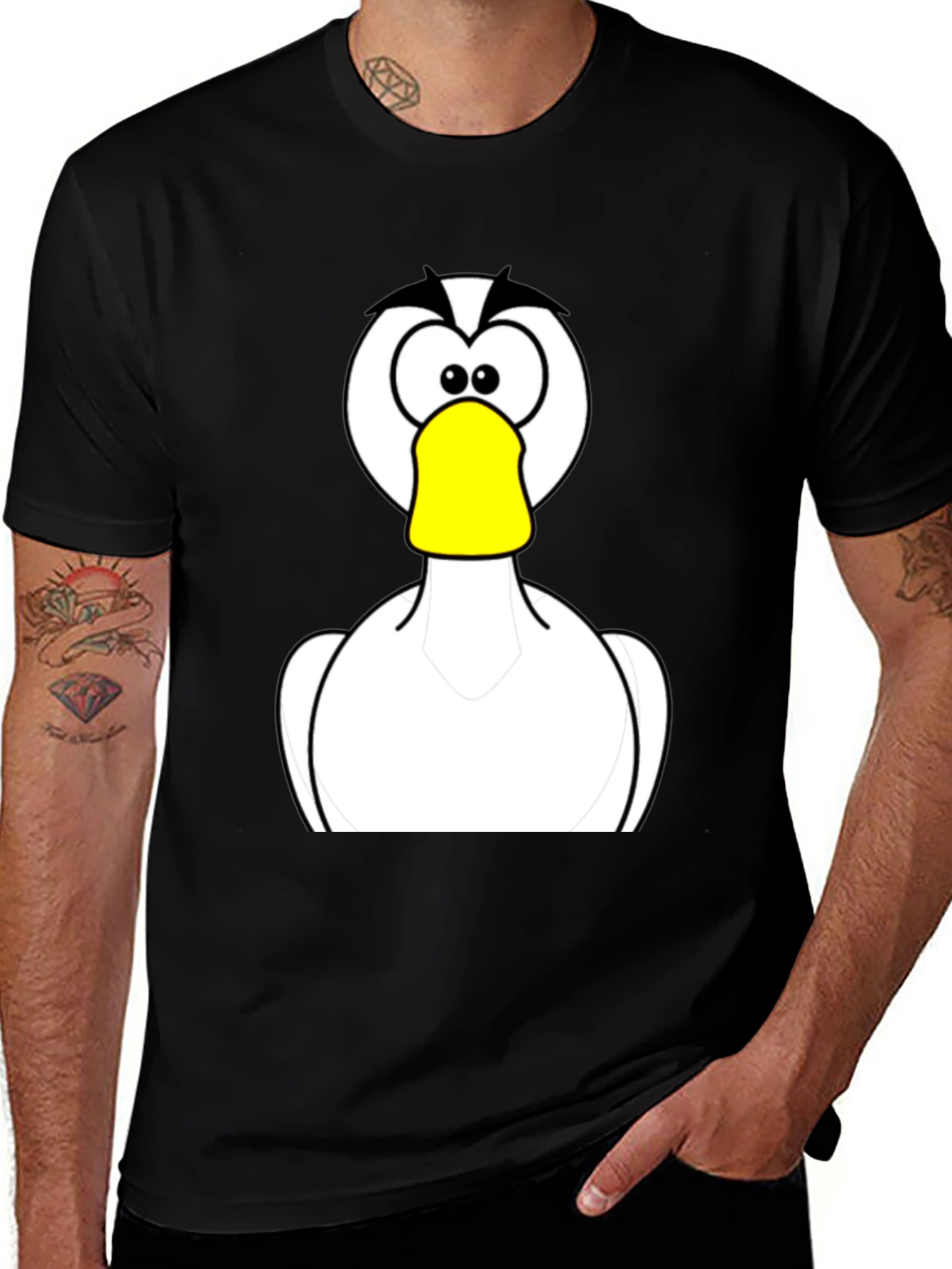 Variant 4 of Cartoon Duck Graphic Black T-Shirt